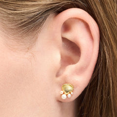 Bouquet Shell & Pearls Ørering - Forgyldt