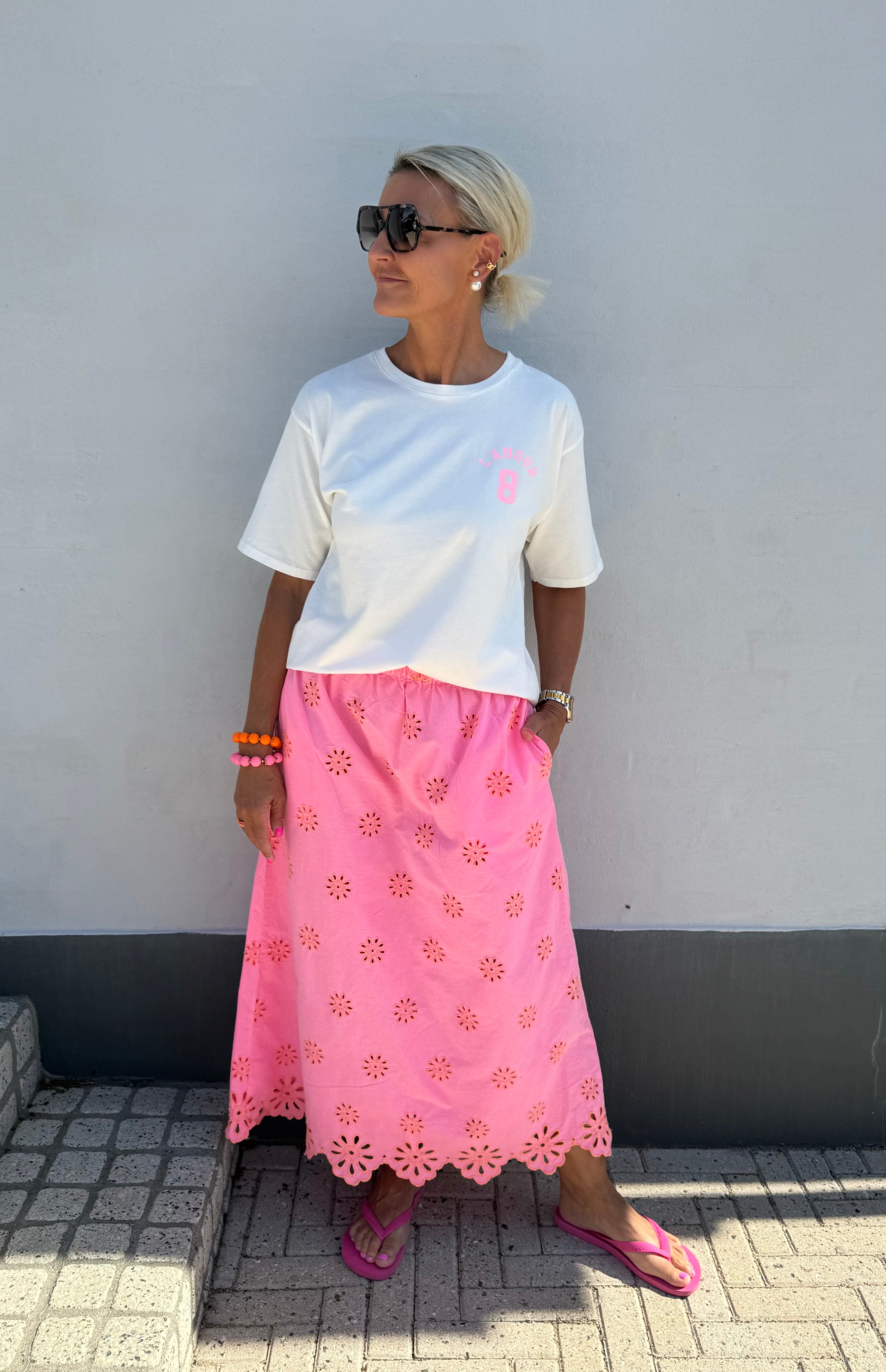 L'Amour T-shirt - Vit/Rosa