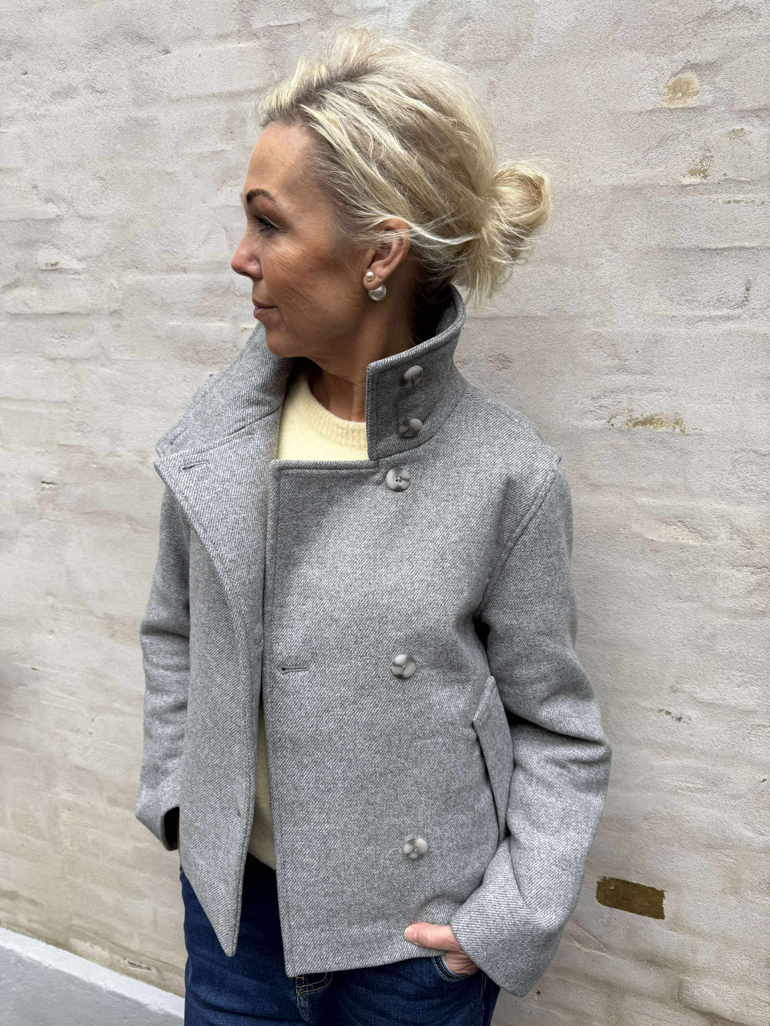 RIKI KORT JACKA - Medium Grey Melange