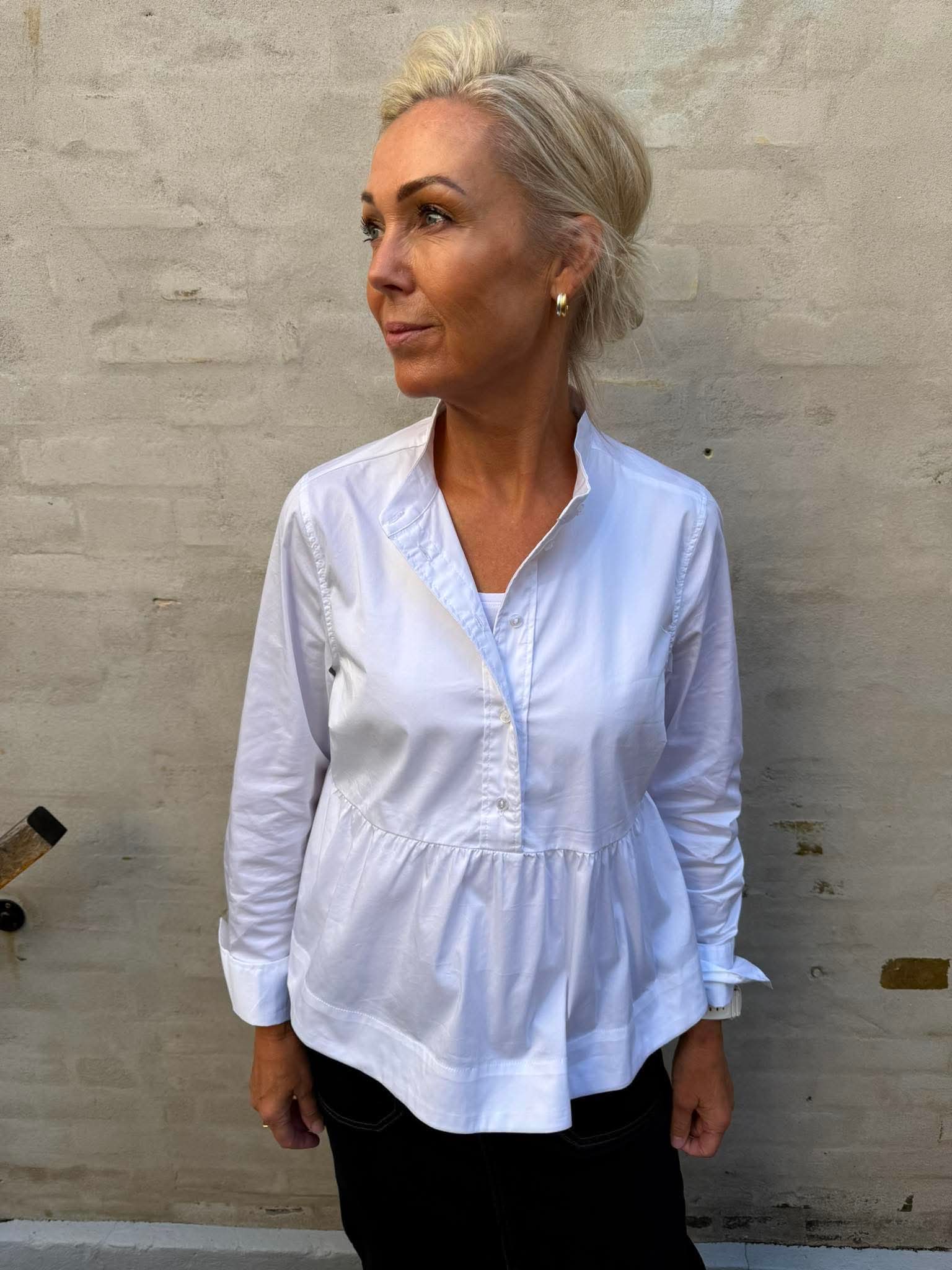 PoppyCC LS Flare Blouse - White