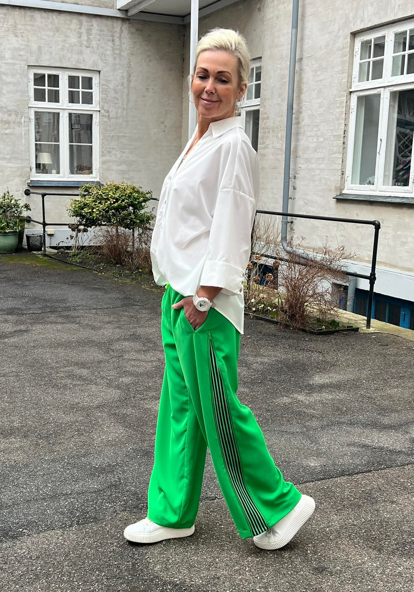 AminaCC zip Panel Pant - Grön