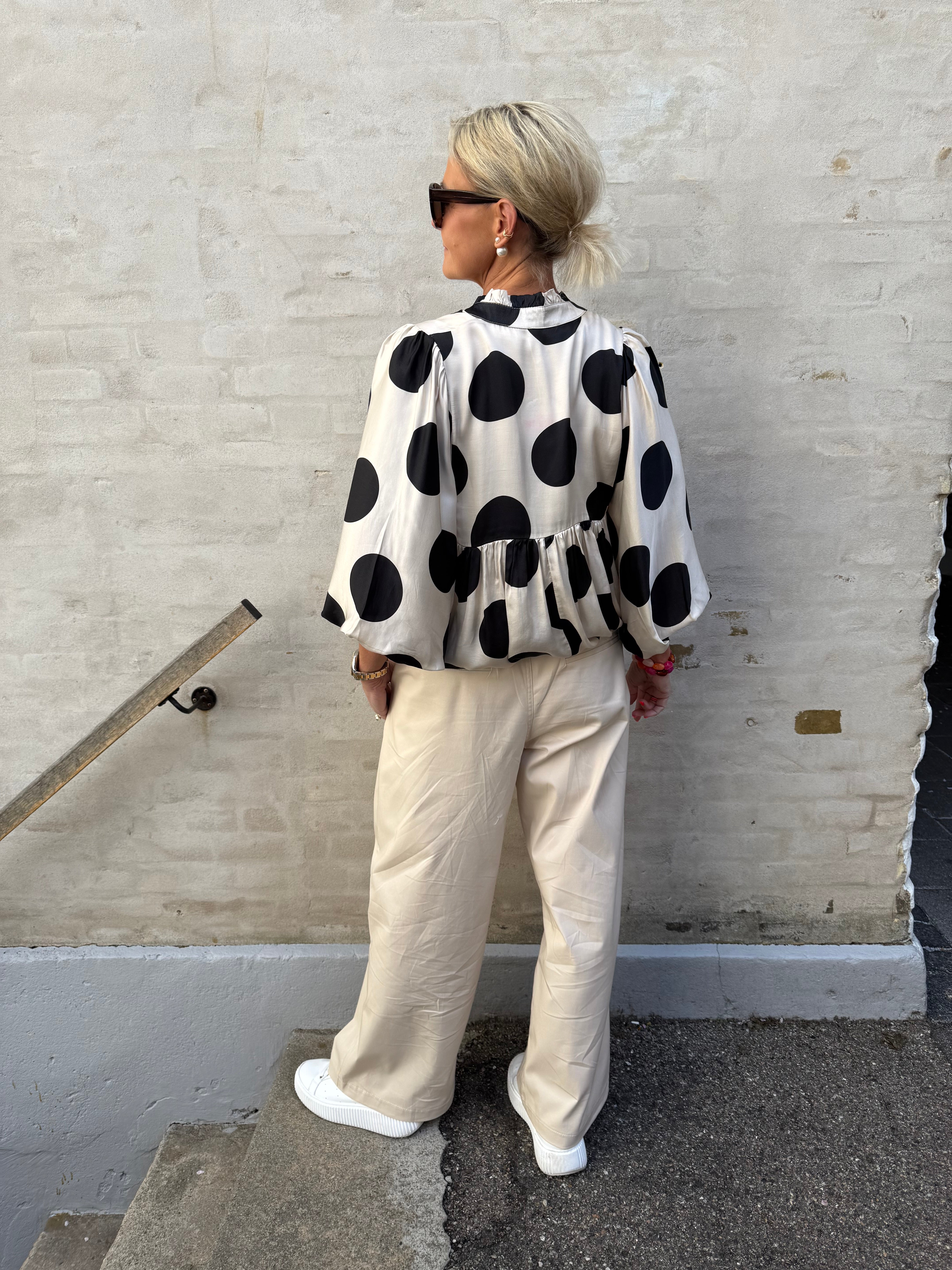 Michella Dot Blouse - Off White/Black