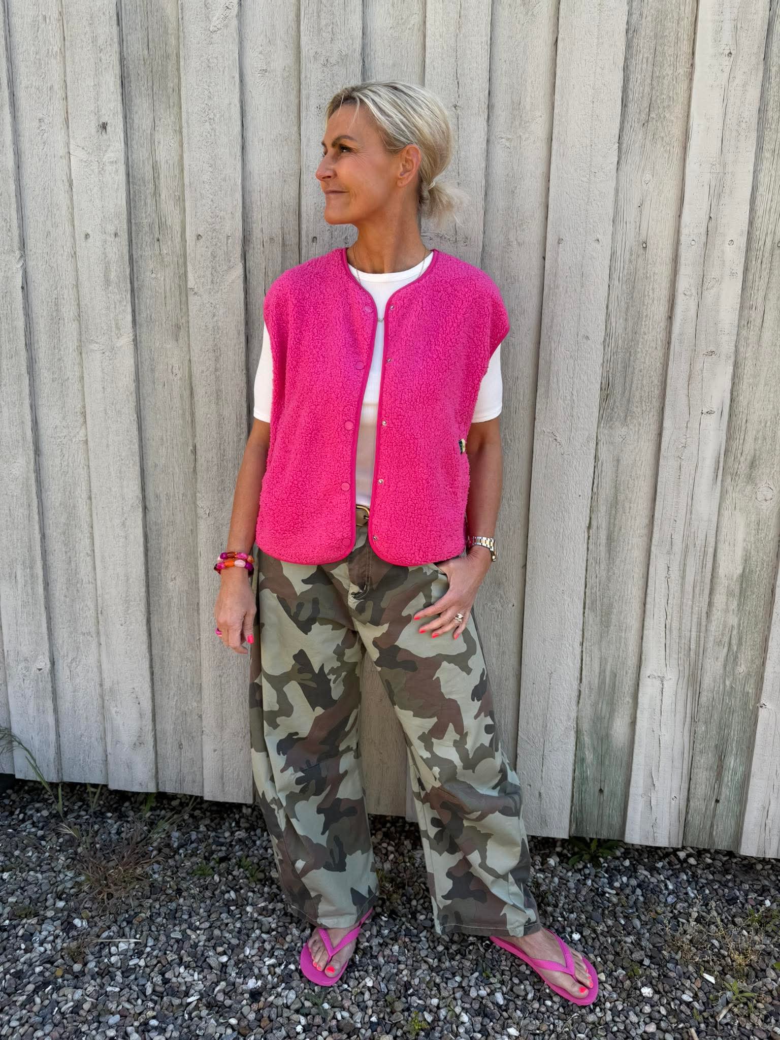 KATTY TEDDY VEST - Shocking Pink