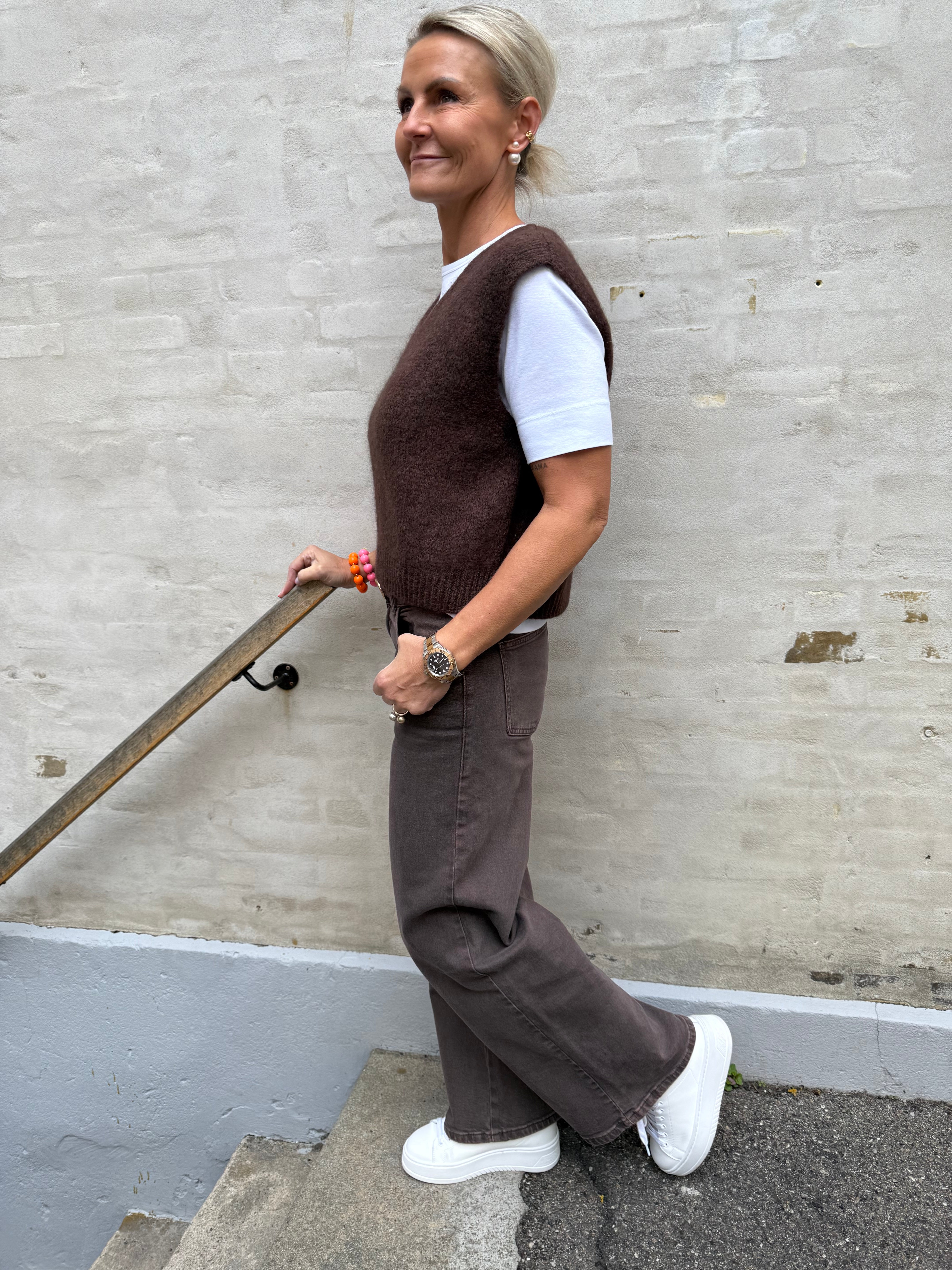 Selma Låg midja vida jeans - Hot Fudge