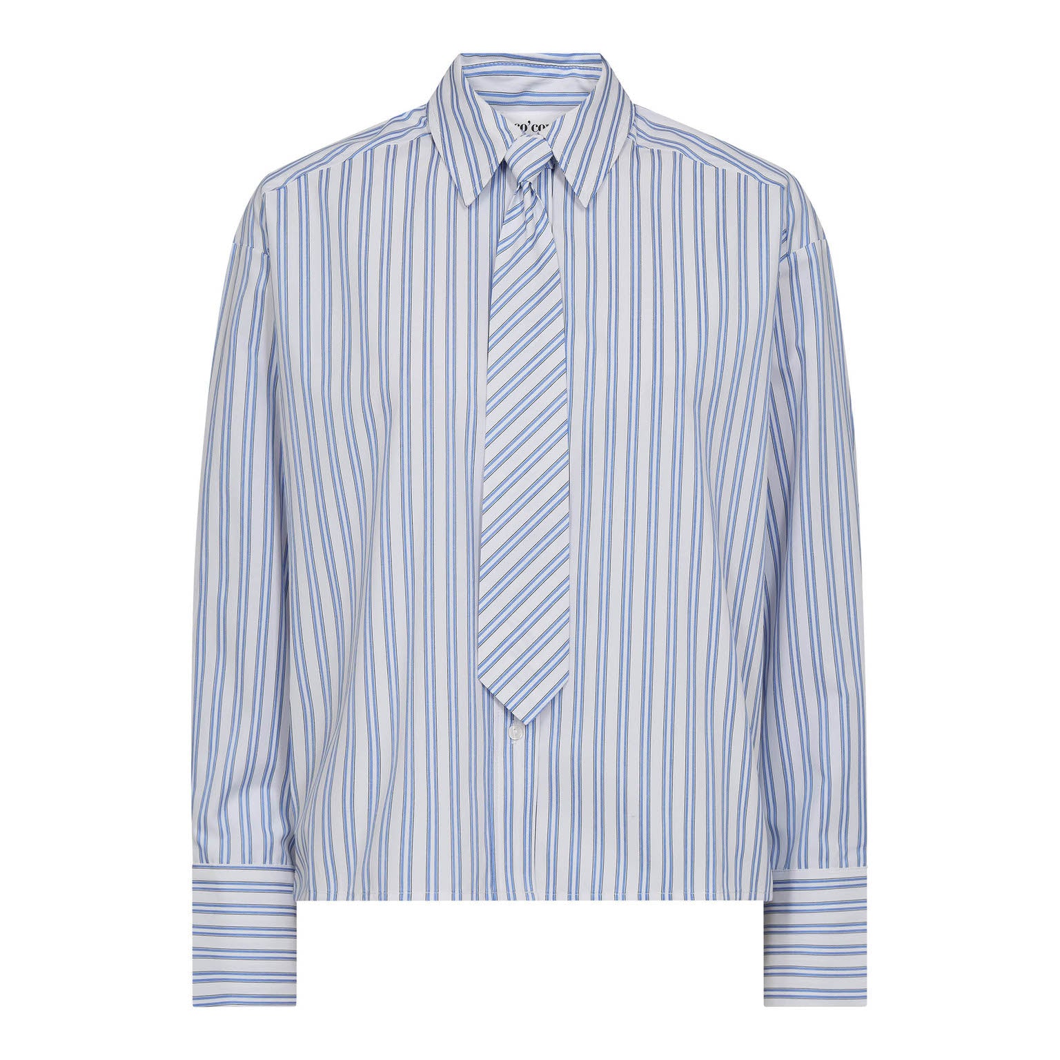 DevinCC Stripe Tie Shirt - Blå