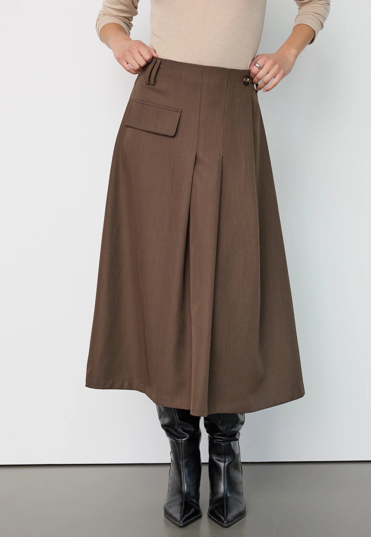 LunaCC Long Skirt - Dusty Army