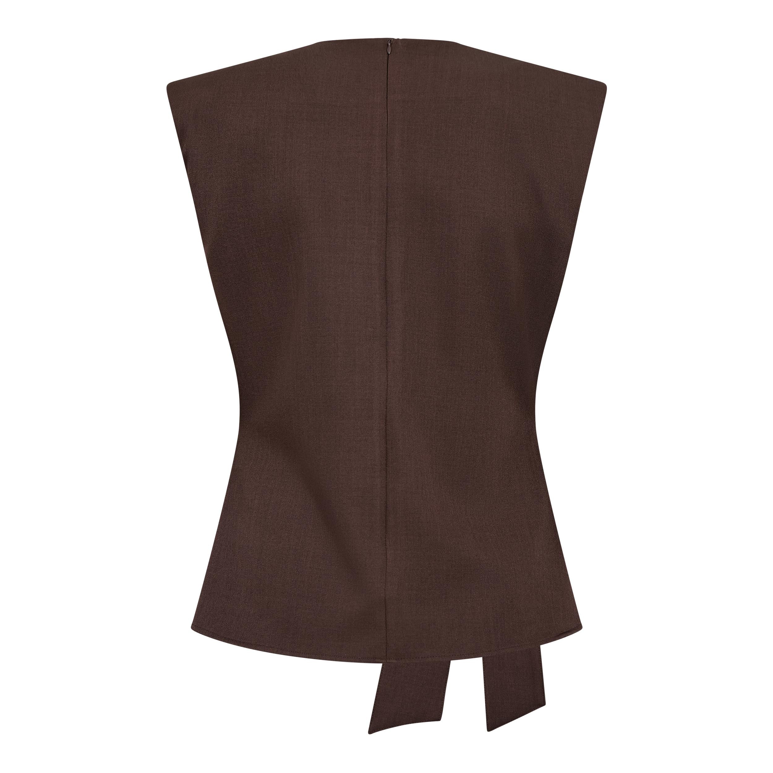 LunaCC Pleat Top - Dark Brown