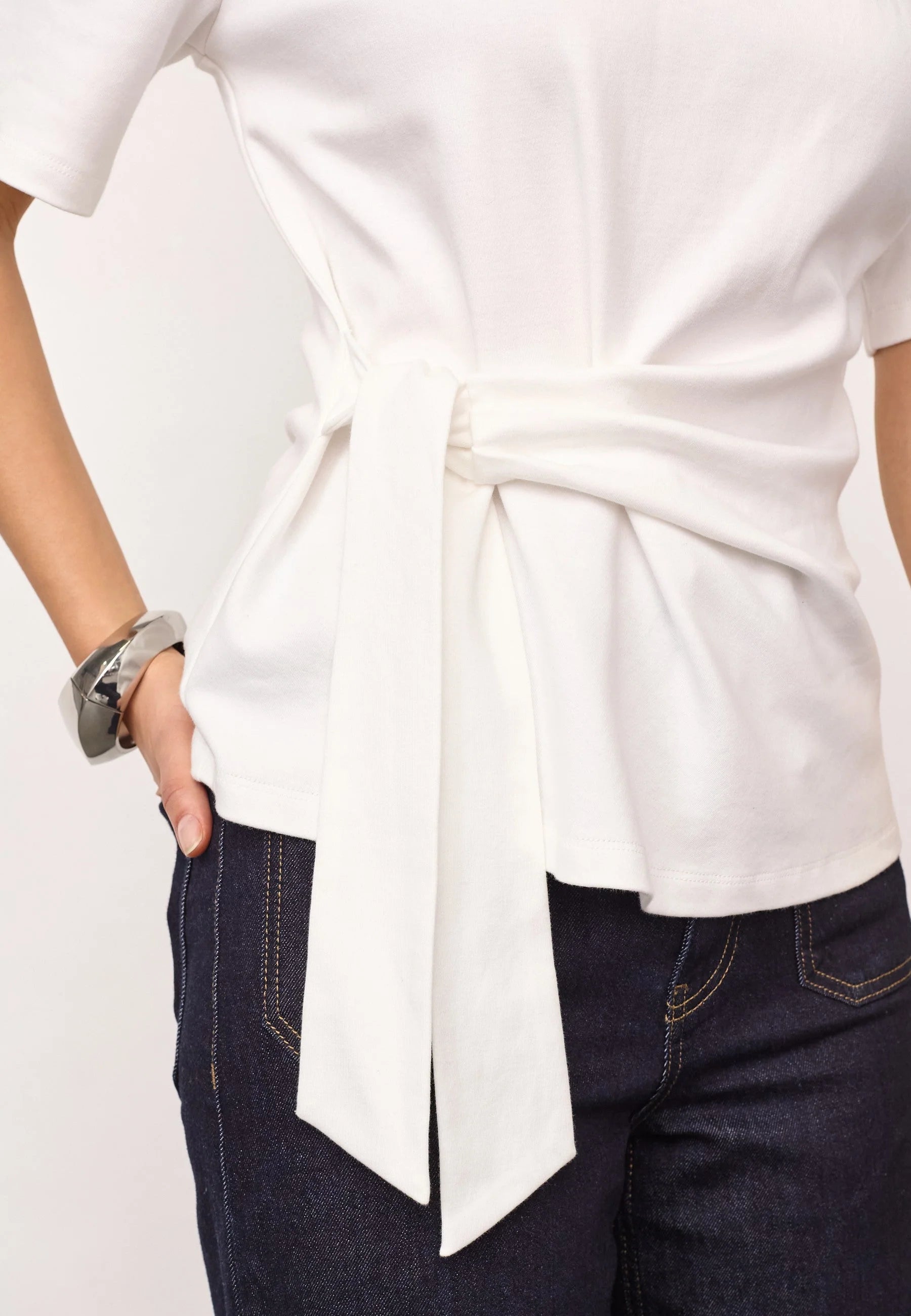OrianeCC Pleat Tie Tee - White