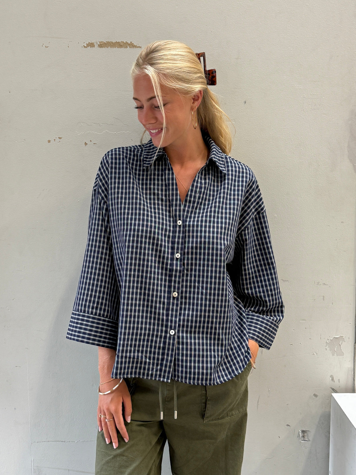 Amber Check - Navy Check