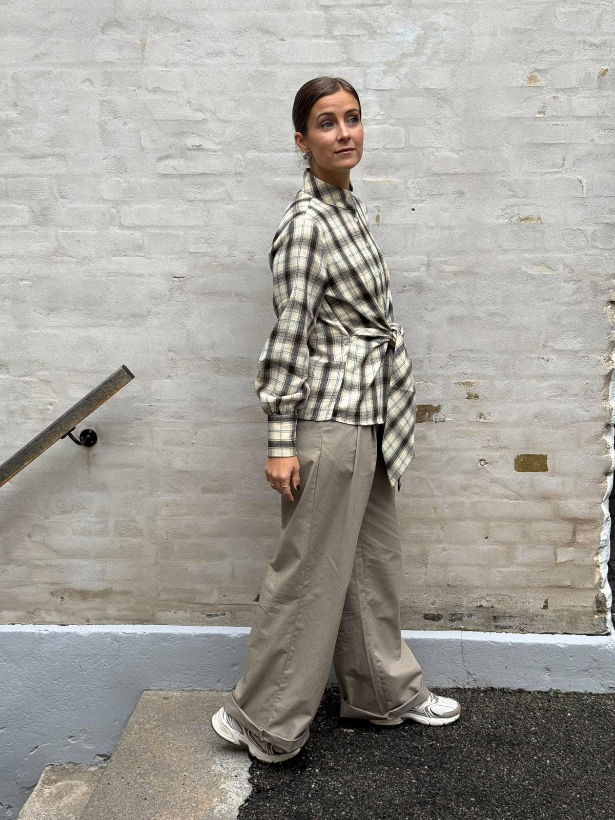 Leann Wrap Check - Sand Check
