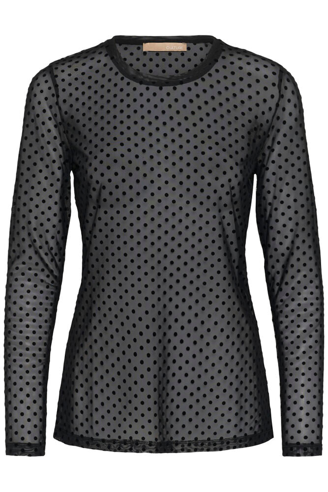 LAYA MESH BLOUSE - Black Dot