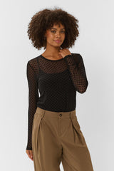LAYA MESH BLOUSE - Black Dot
