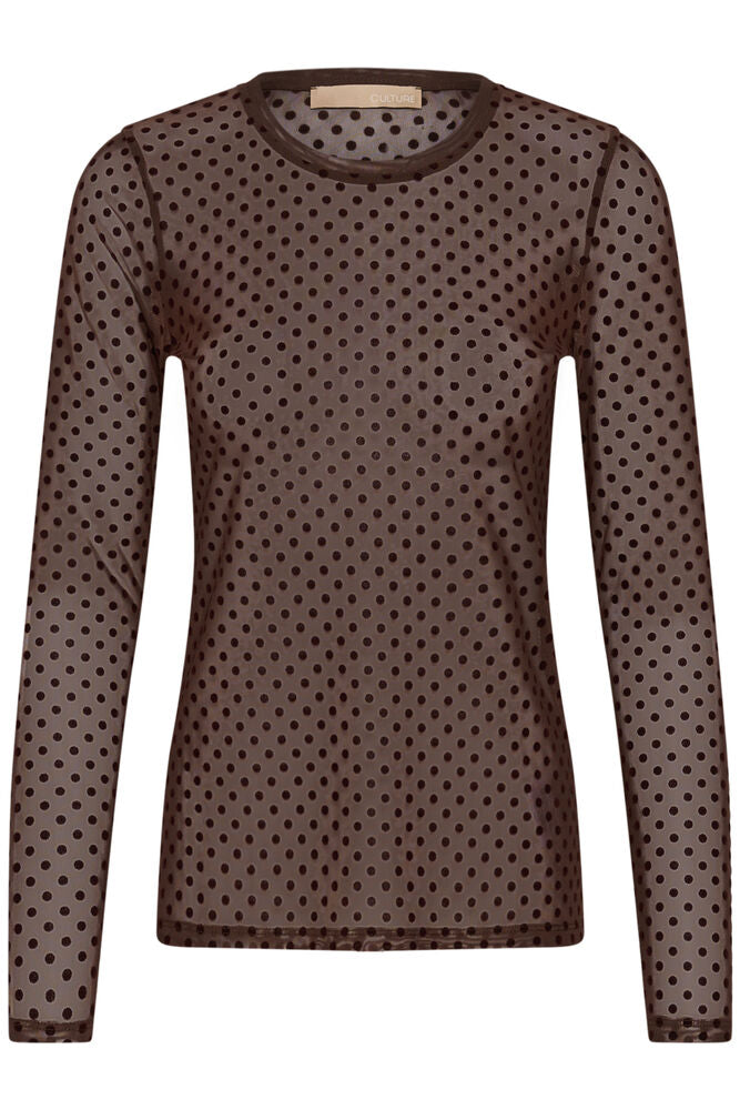 LAYA MESH BLOUSE - Brown Dot