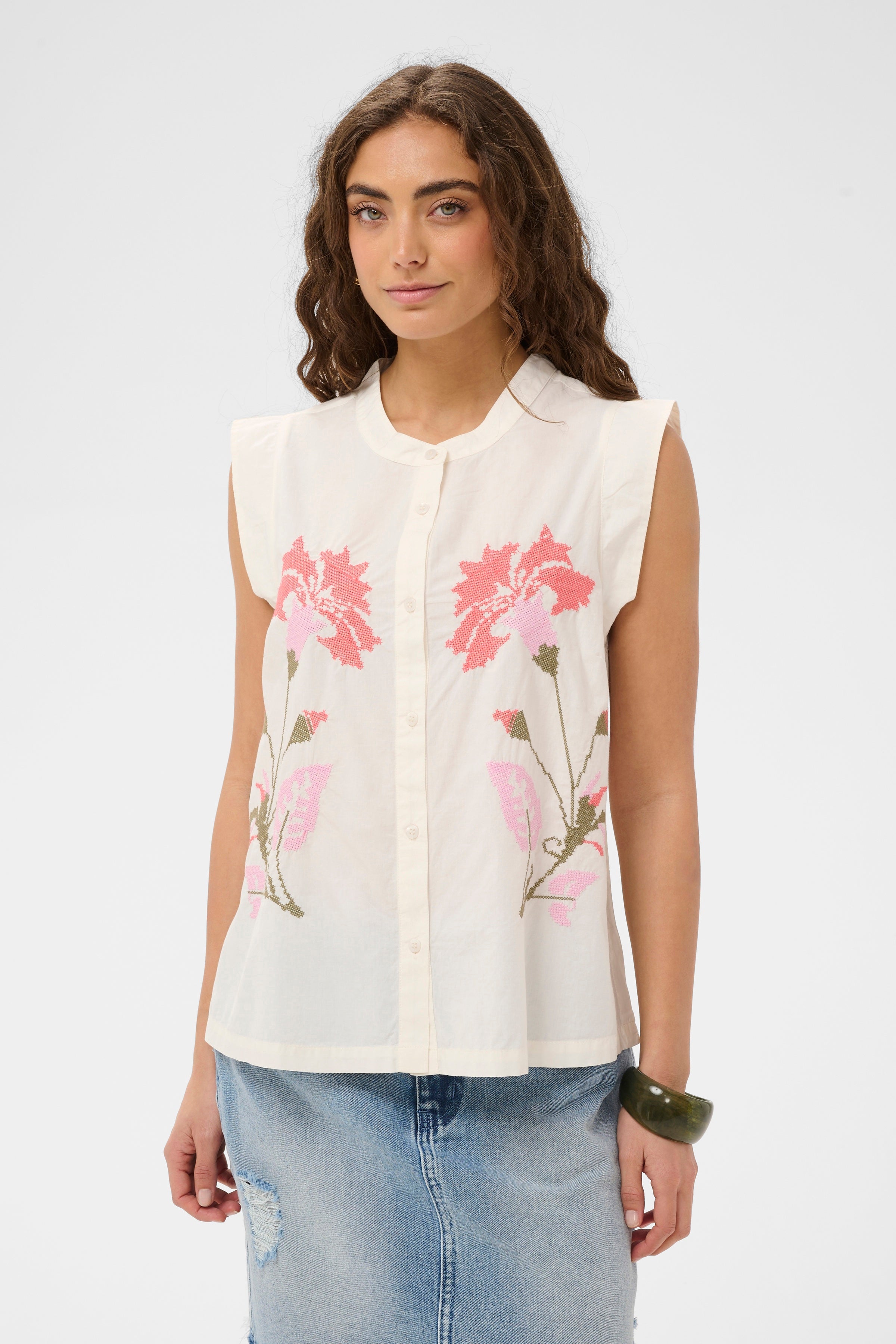 Alvild Olena SL Shirt -  Spring Gardenia