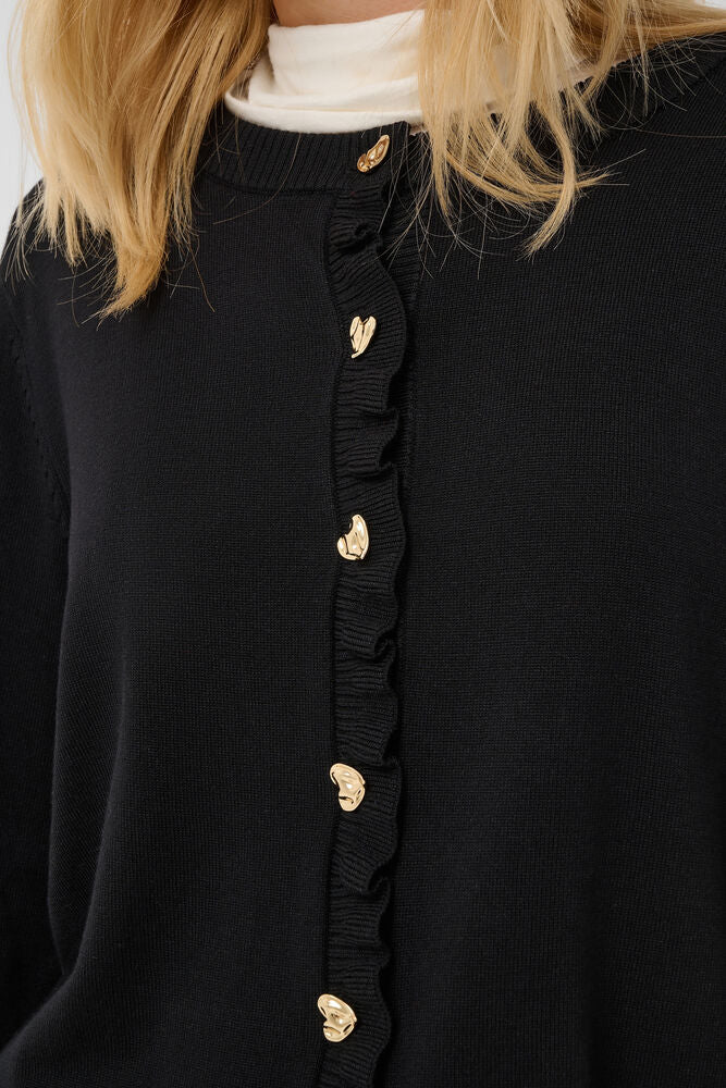 Clare Annemarie Frill Cardigan - Black
