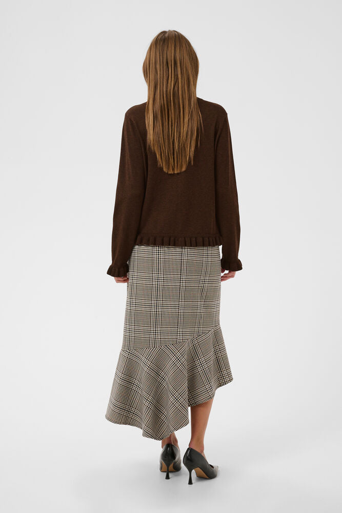 Clare Annemarie Frill Cardigan - Coffee Bean Melange