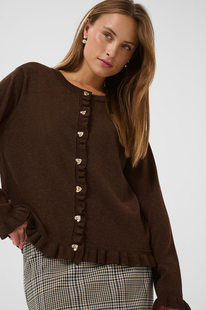 Clare Annemarie Frill Cardigan - Coffee Bean Melange