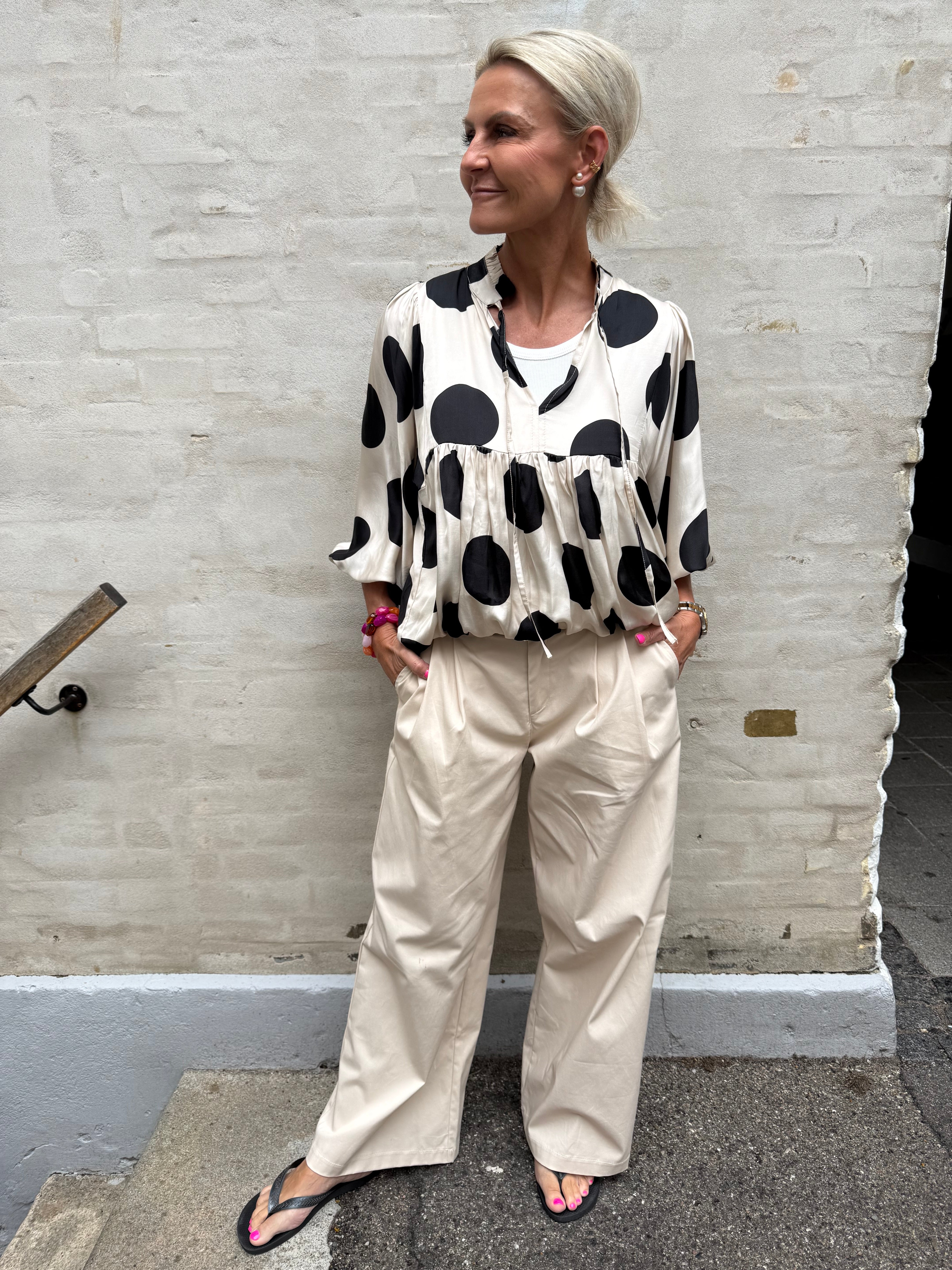 Michella Dot Blouse - Off White/Black