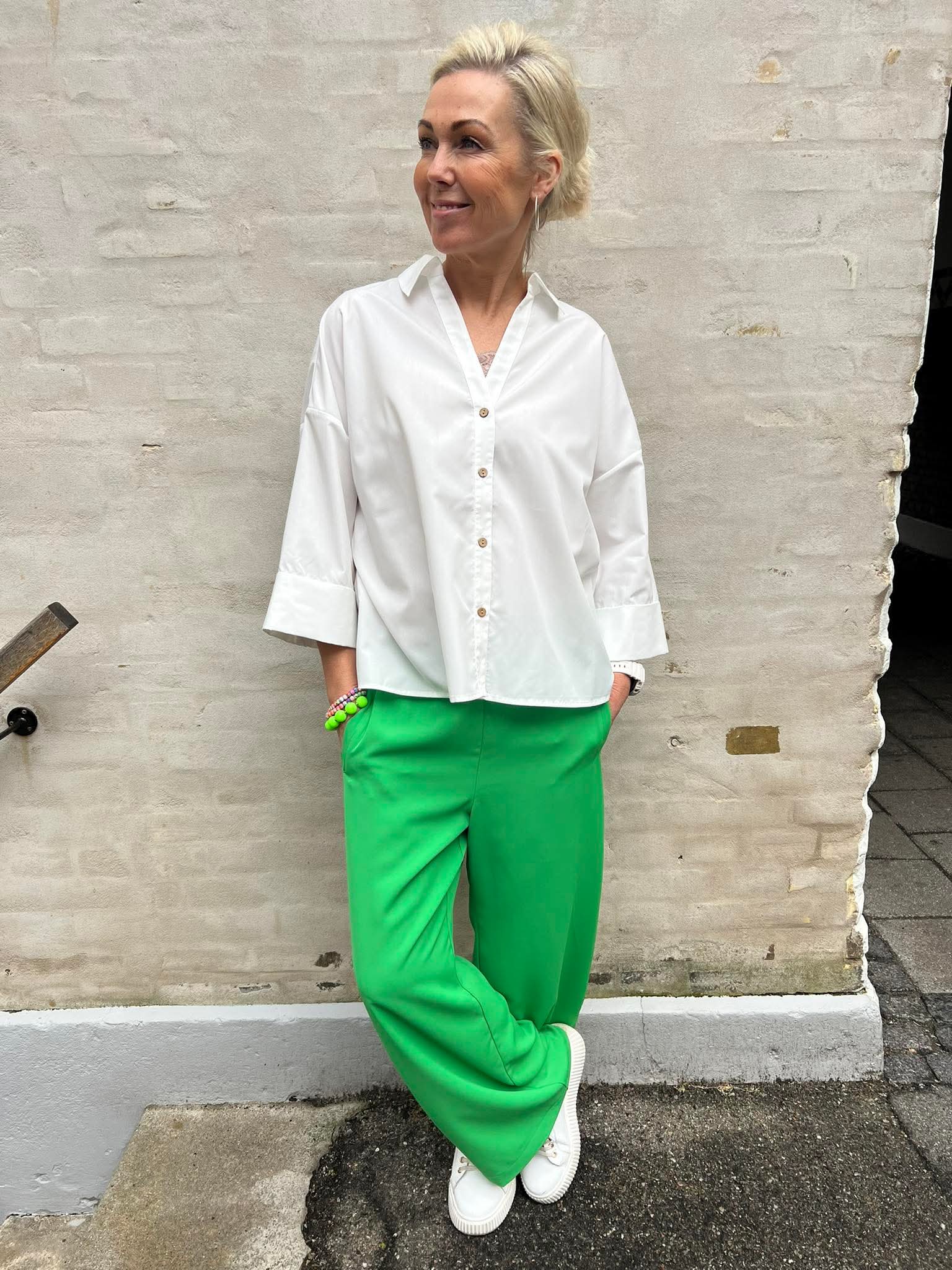 AminaCC zip Panel Pant - Grön