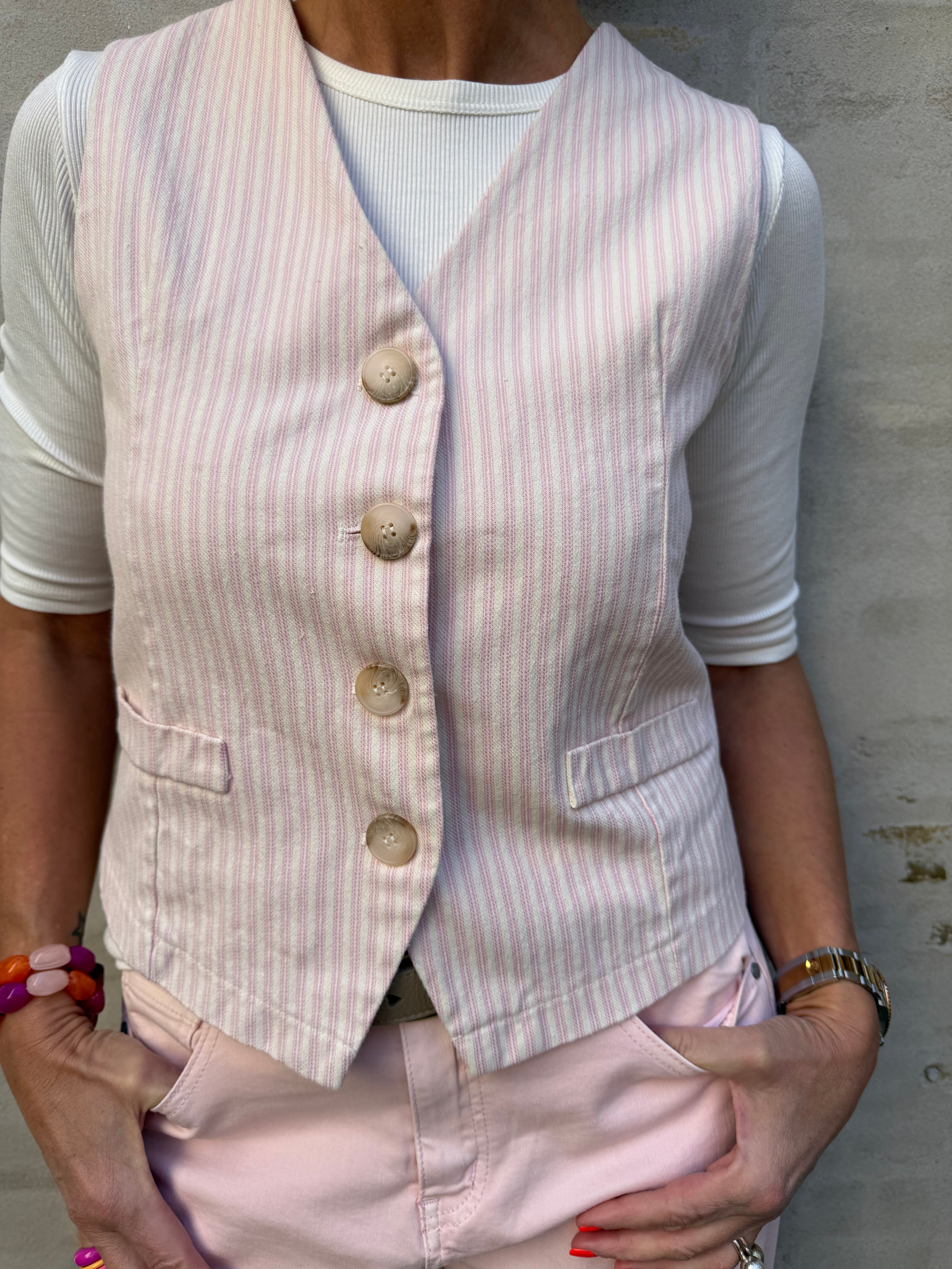 Veronica Vest - Striped Pink