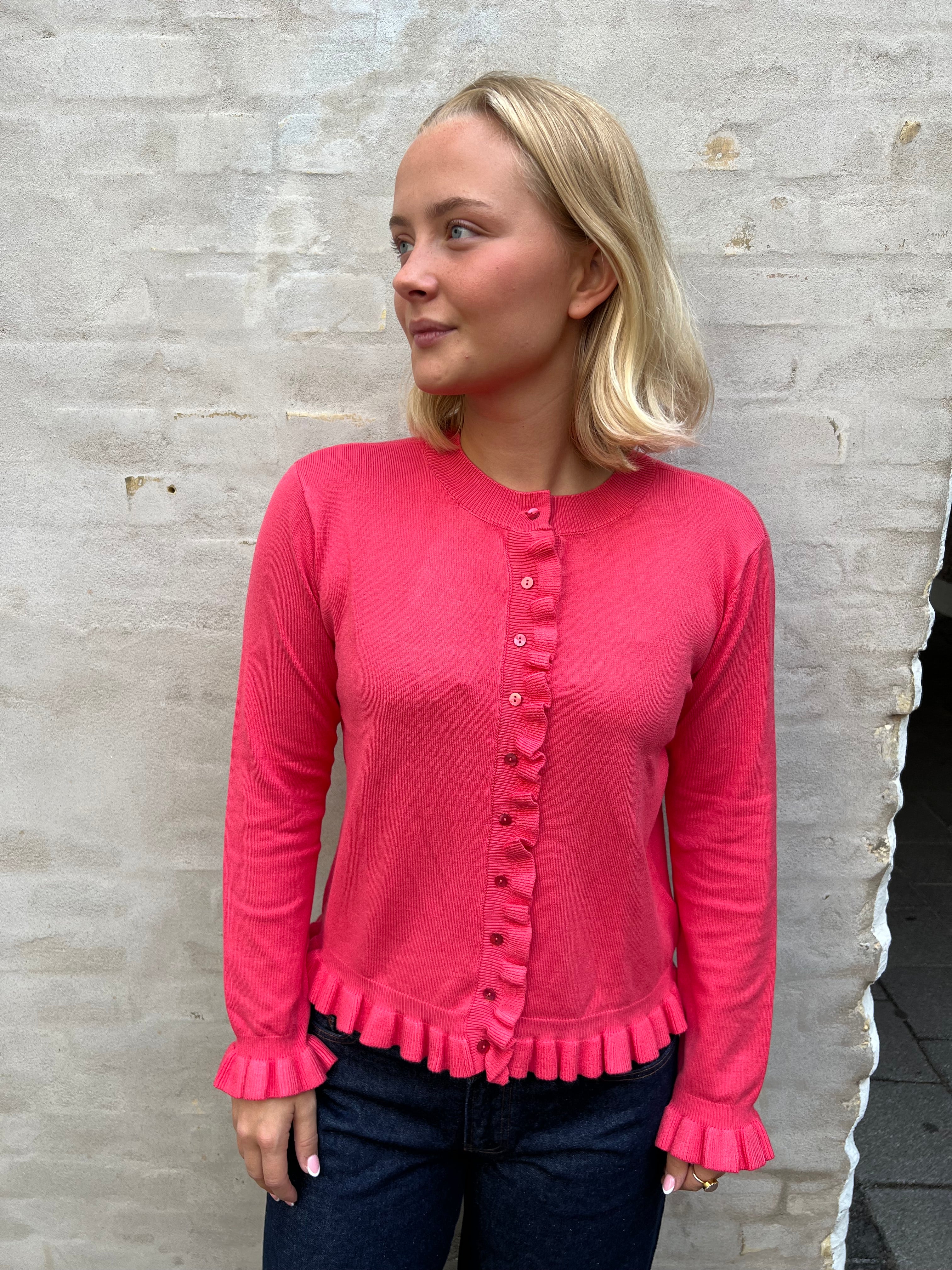 Sisse Solid Cardigan - Berry