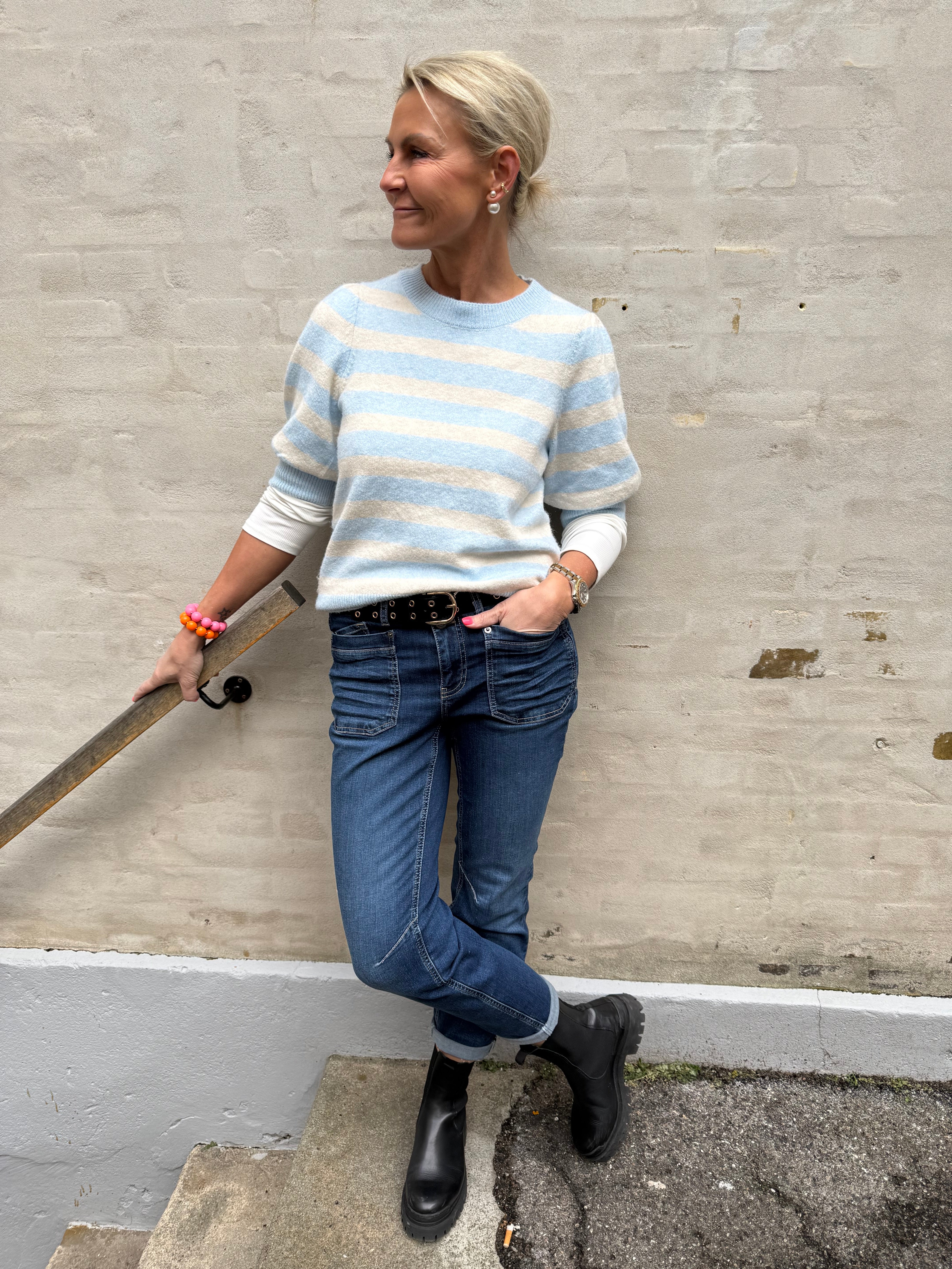 DOFFY O-HALS TRÖJA - Kashmirblå BJÖRK