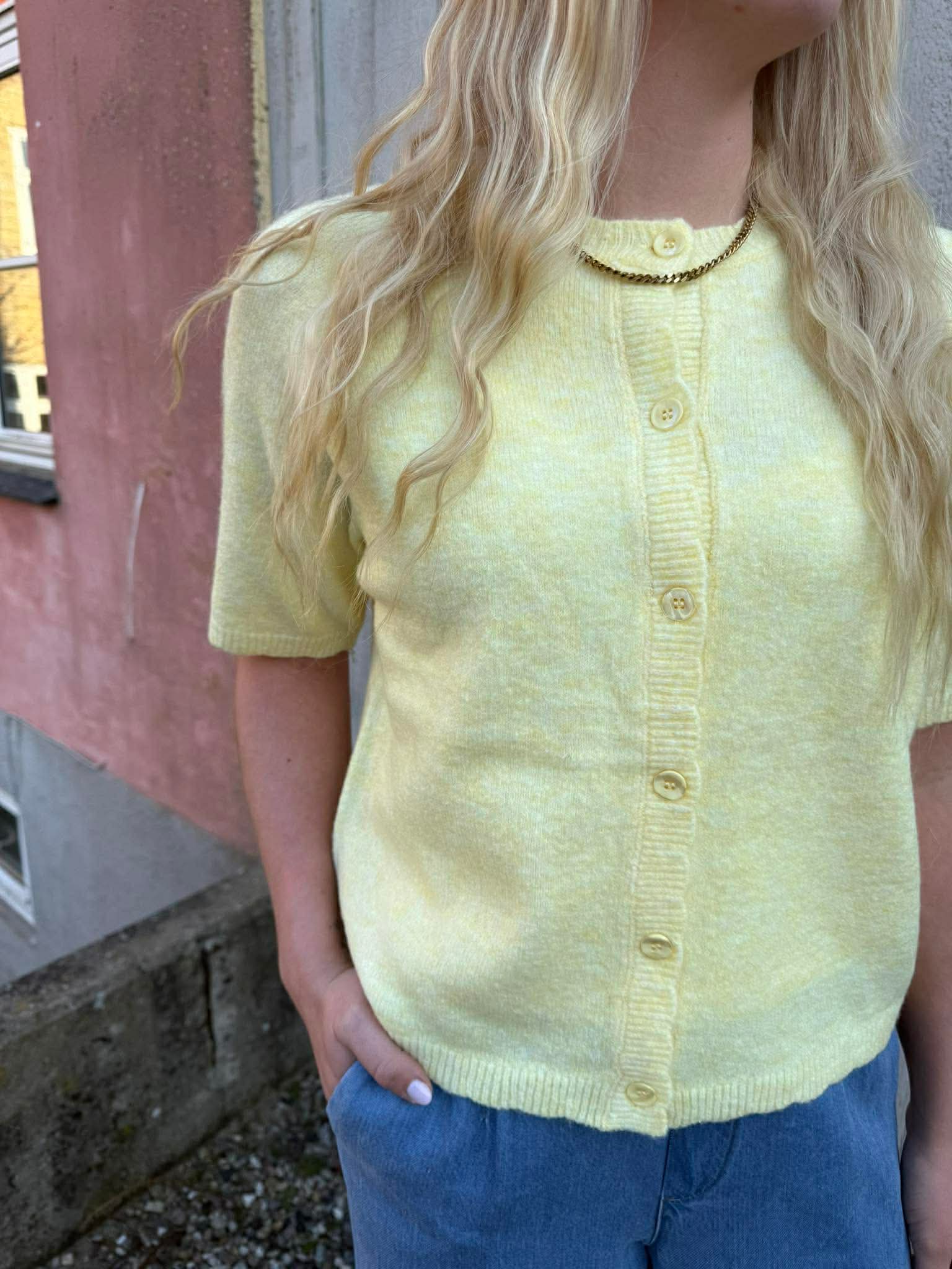 RATH SS O-NECK KNIT CARDIGAN - French Vanilla