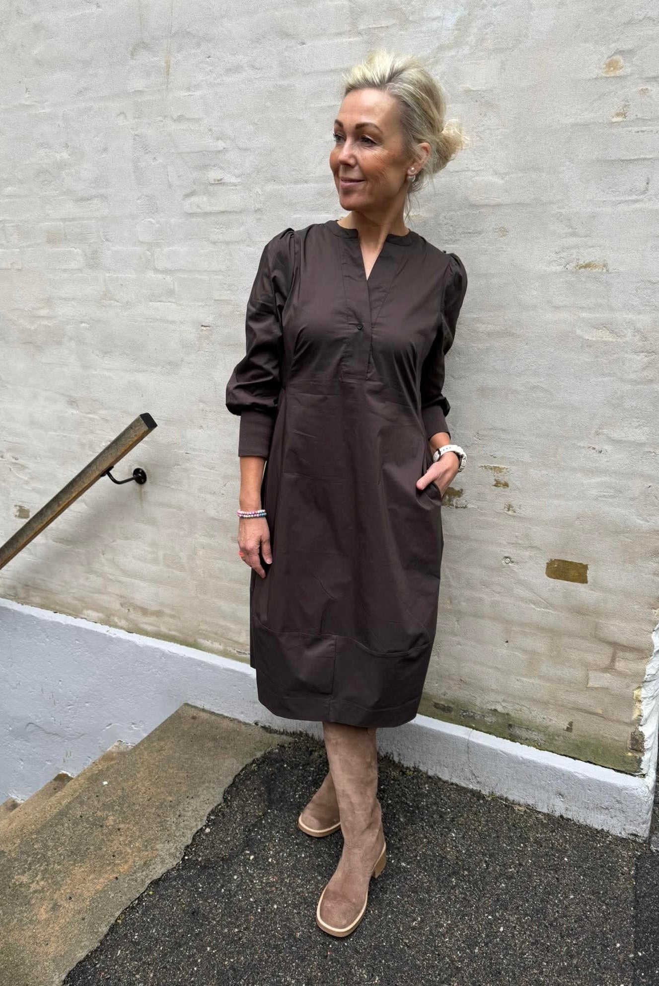 Antoinette 3/4-ärm klänning - Demitasse