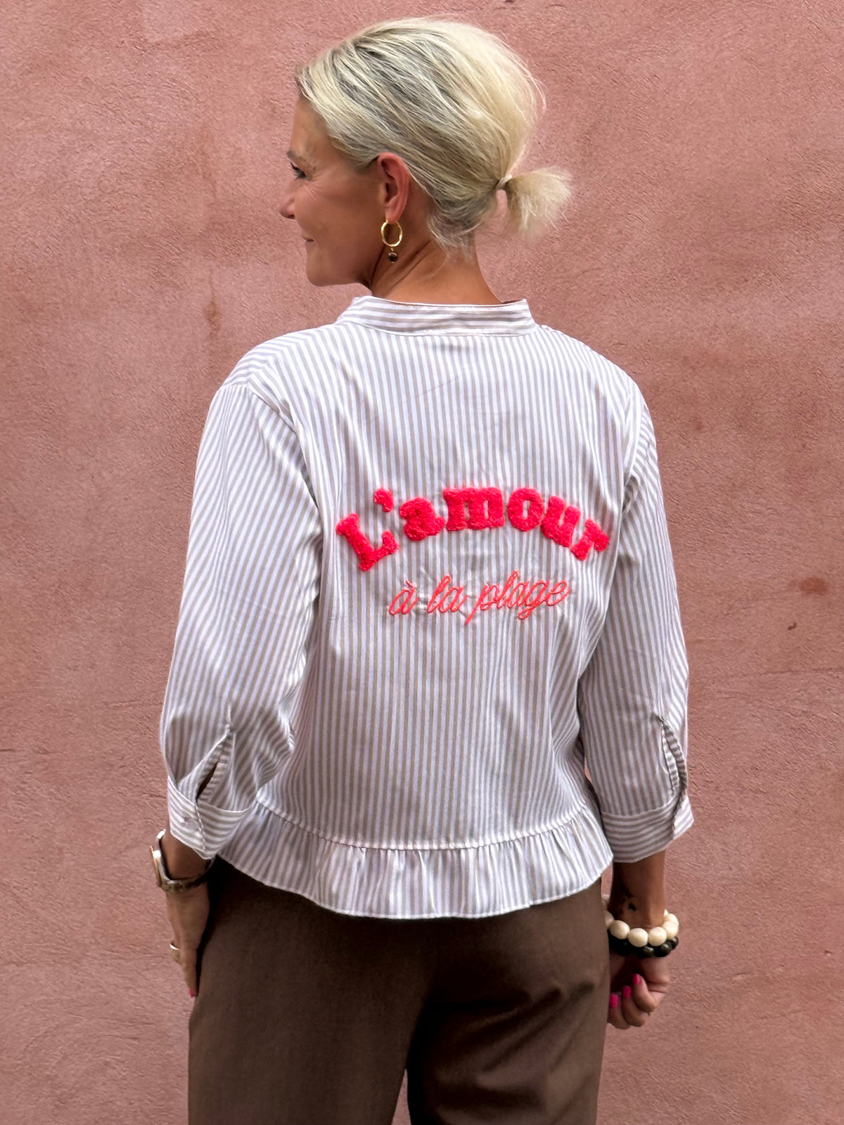 L´amour Shirt - Beige Stripe