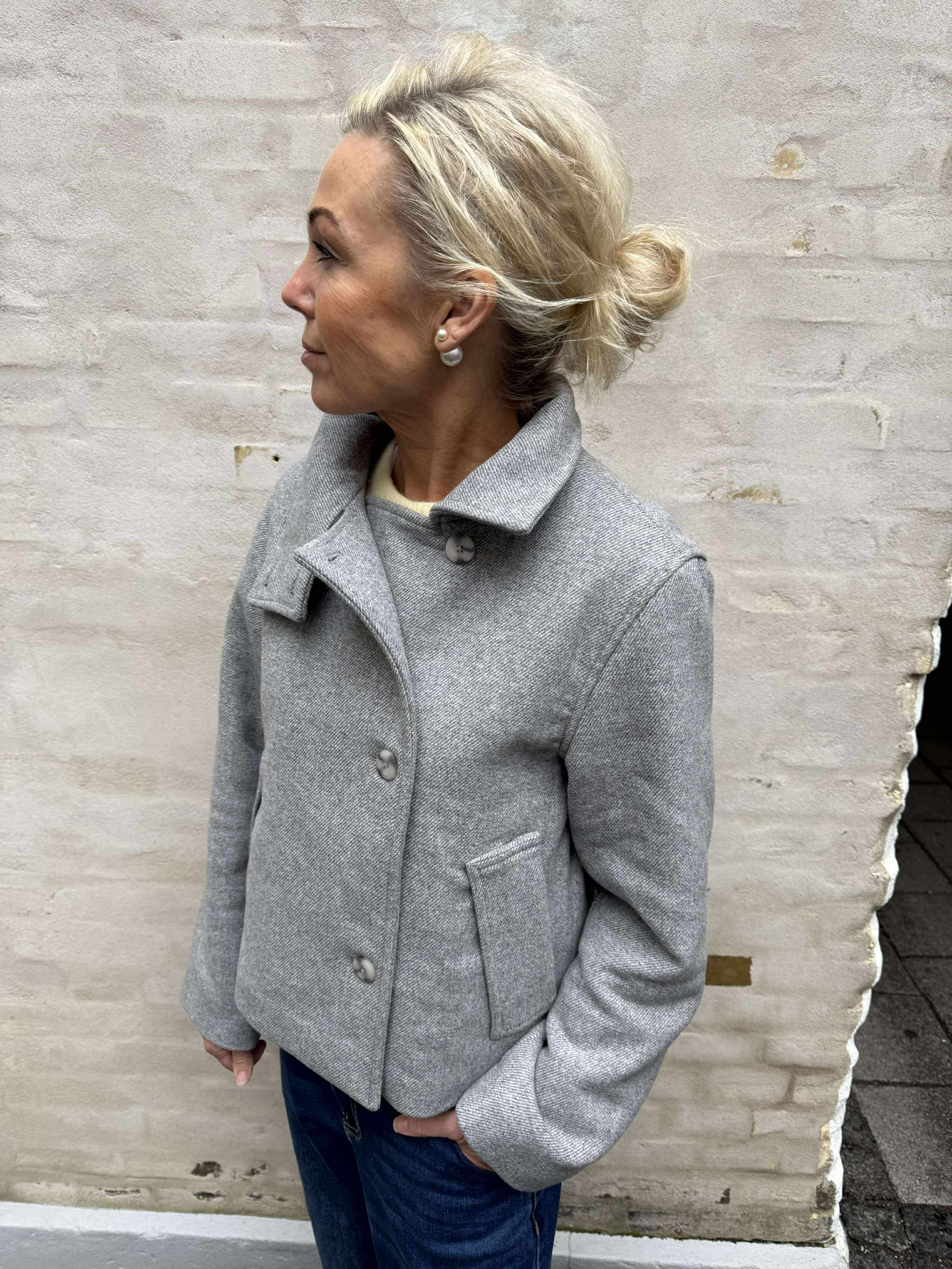 RIKI KORT JACKA - Medium Grey Melange