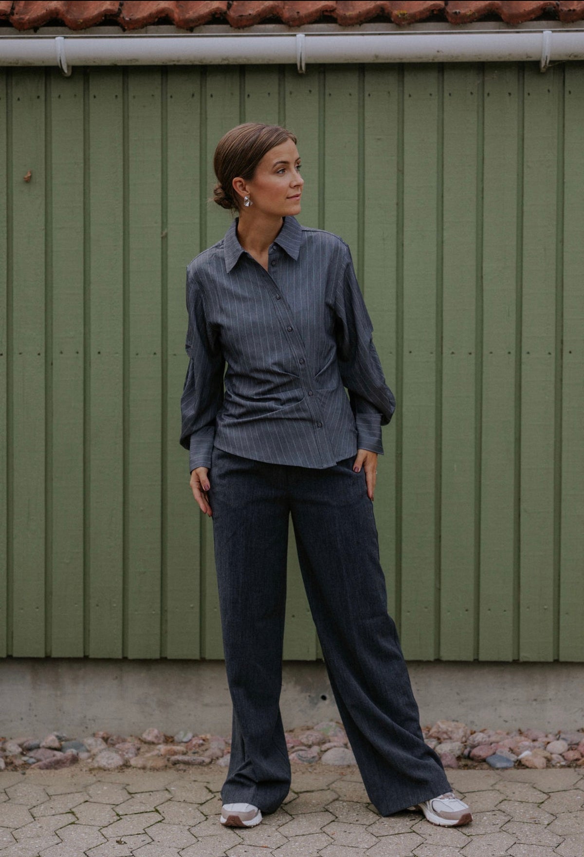 LyviaCC Asym Pin Shirt - Mid Grey