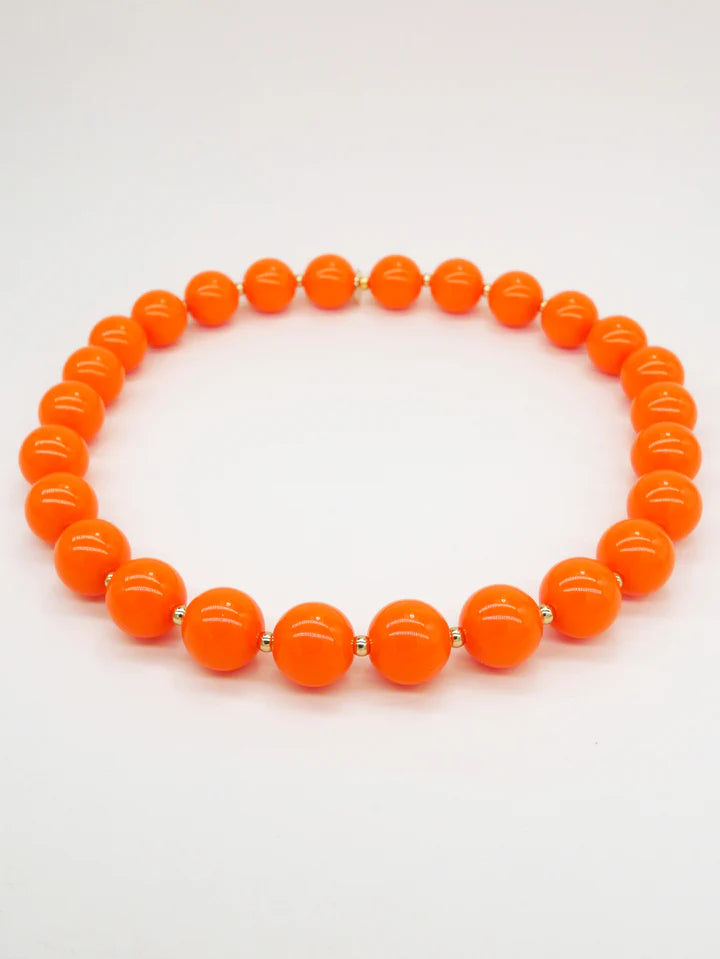 Färgat & Guld Runt Pärlhalsband - Orange