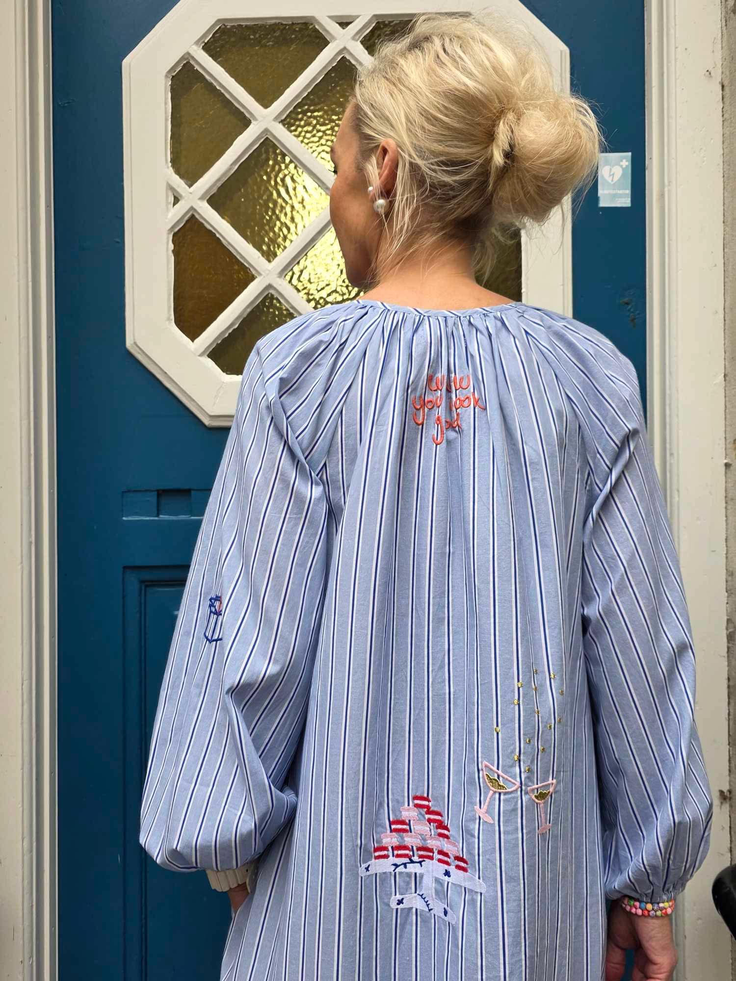 Champagne långklänning - marinblå