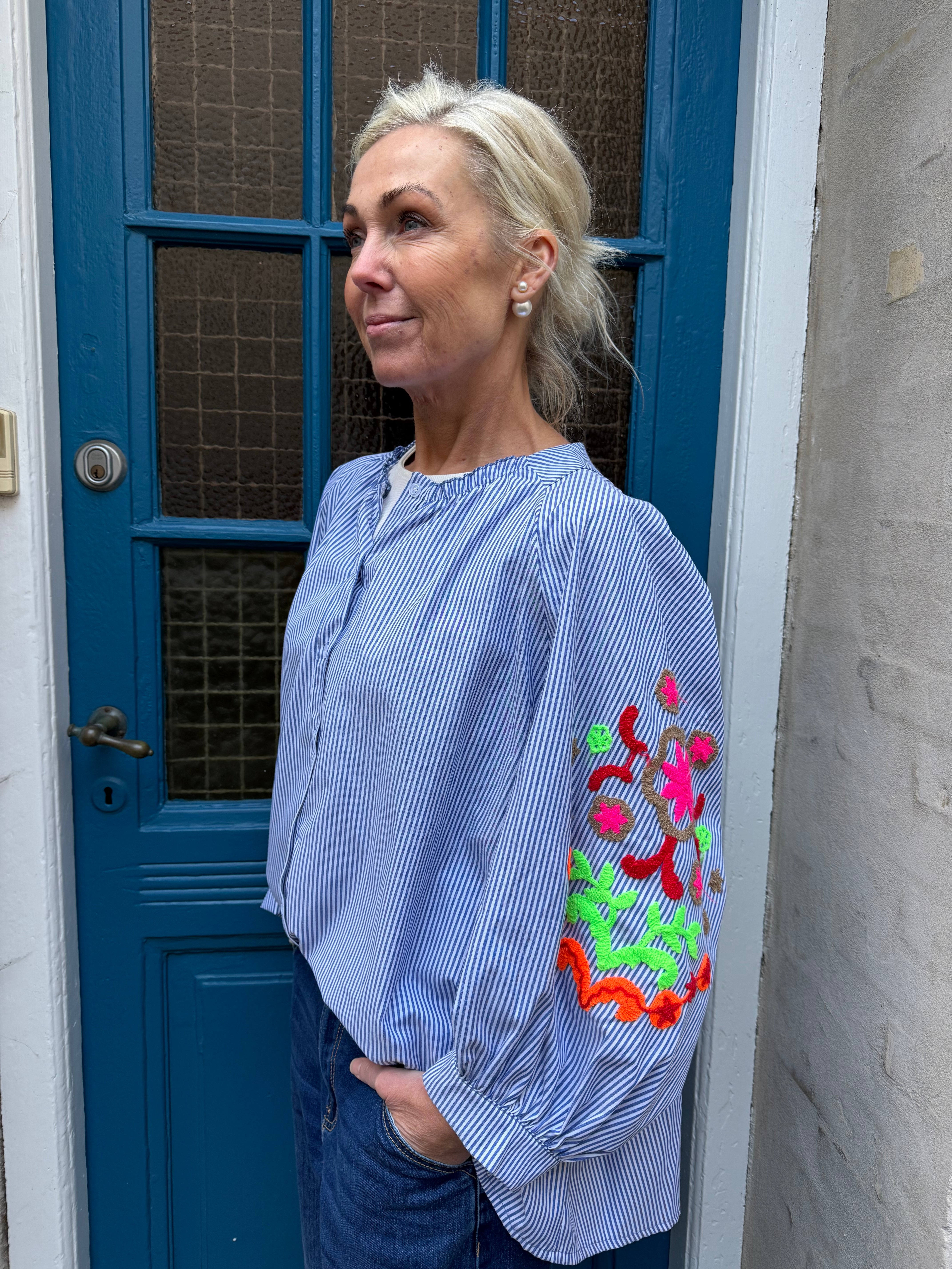 Aleta Skjorta - Blue Denim Stripe