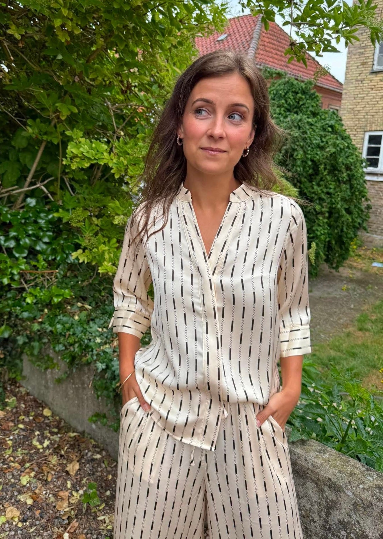Camile Print Blus - Cream