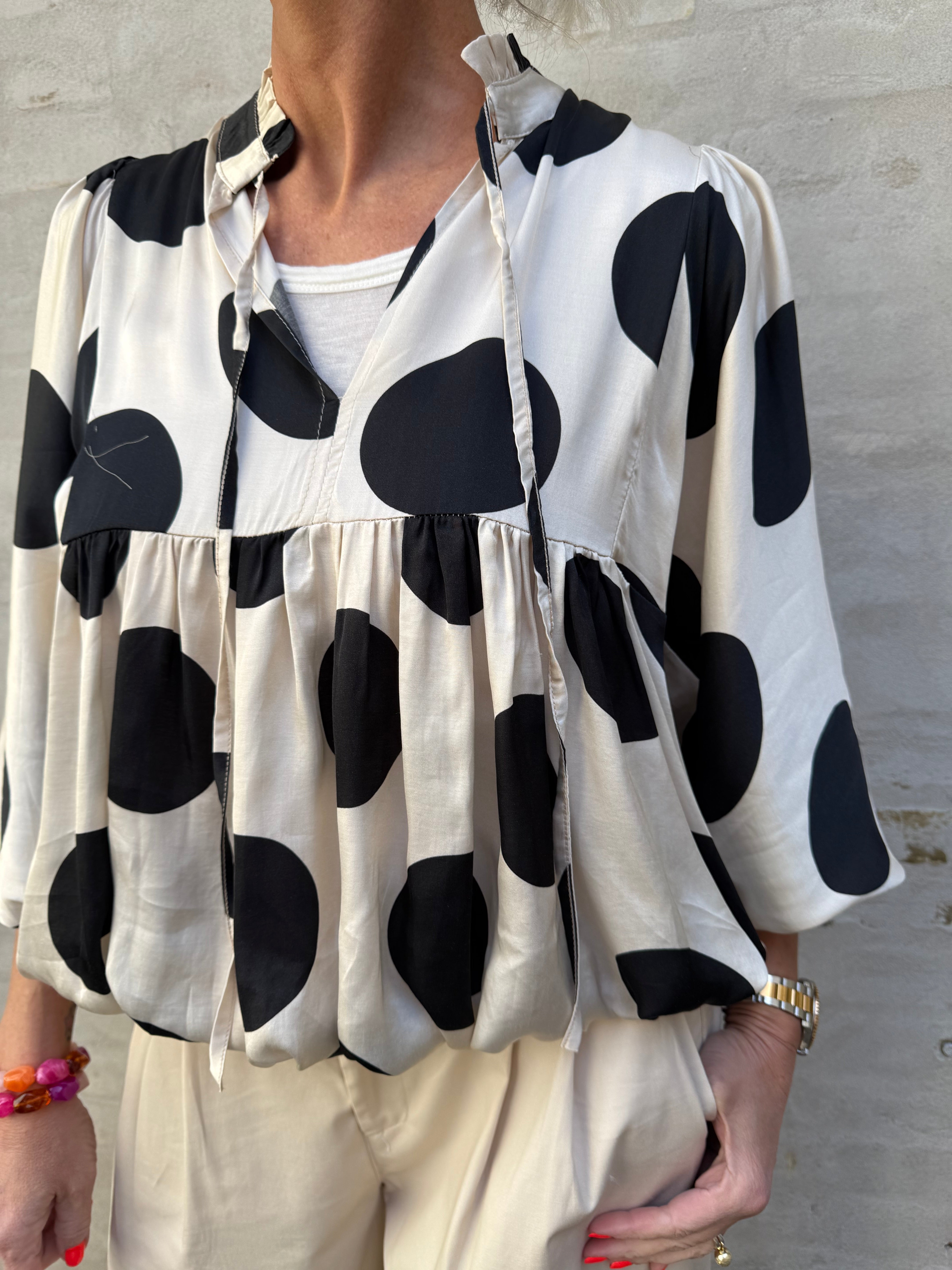 Michella Dot Blouse - Off White/Black