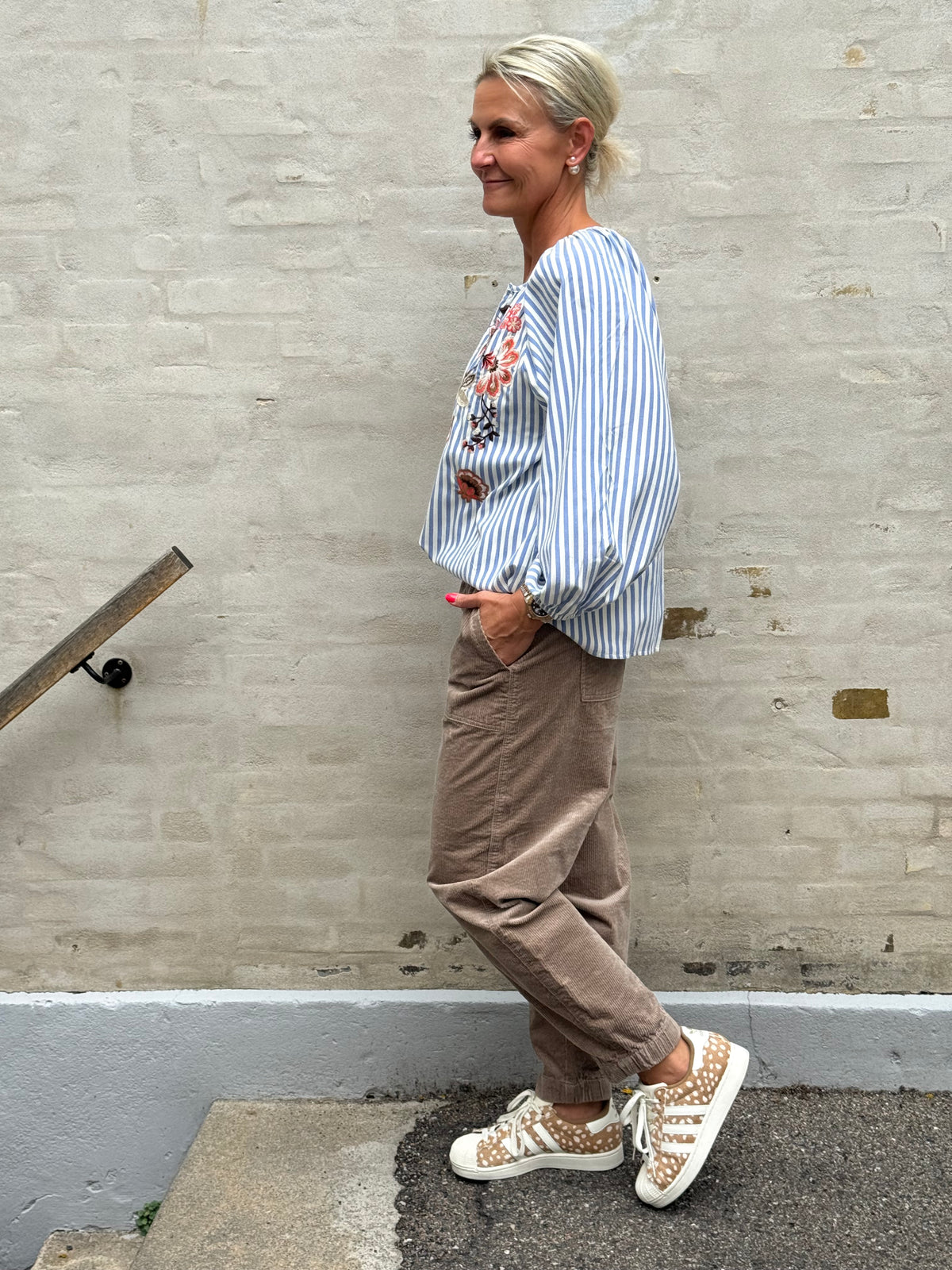 Boheme Shirt W/Embrodery & Stripes - Blue