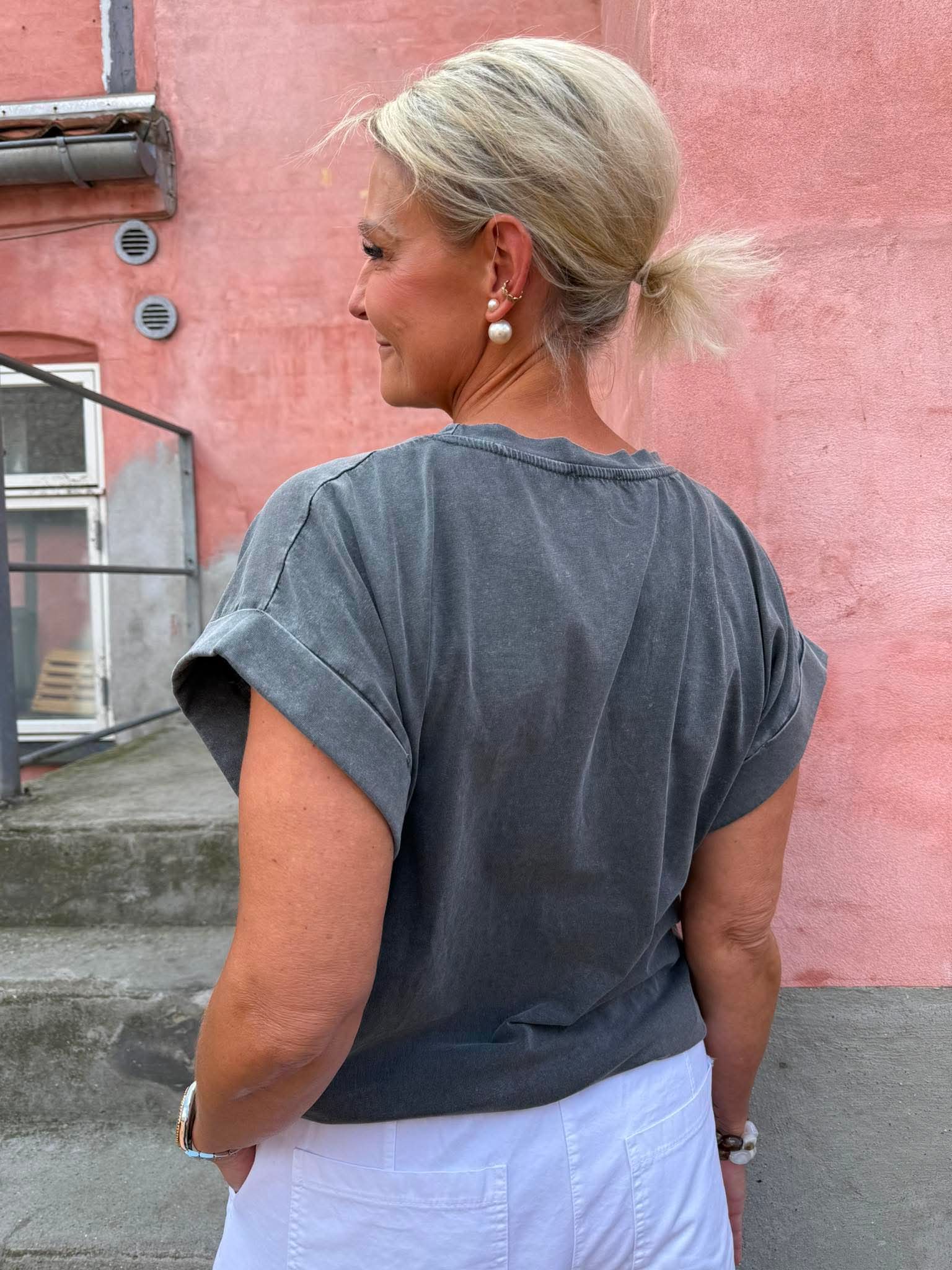 Rolig T-shirt - Grå/Orange