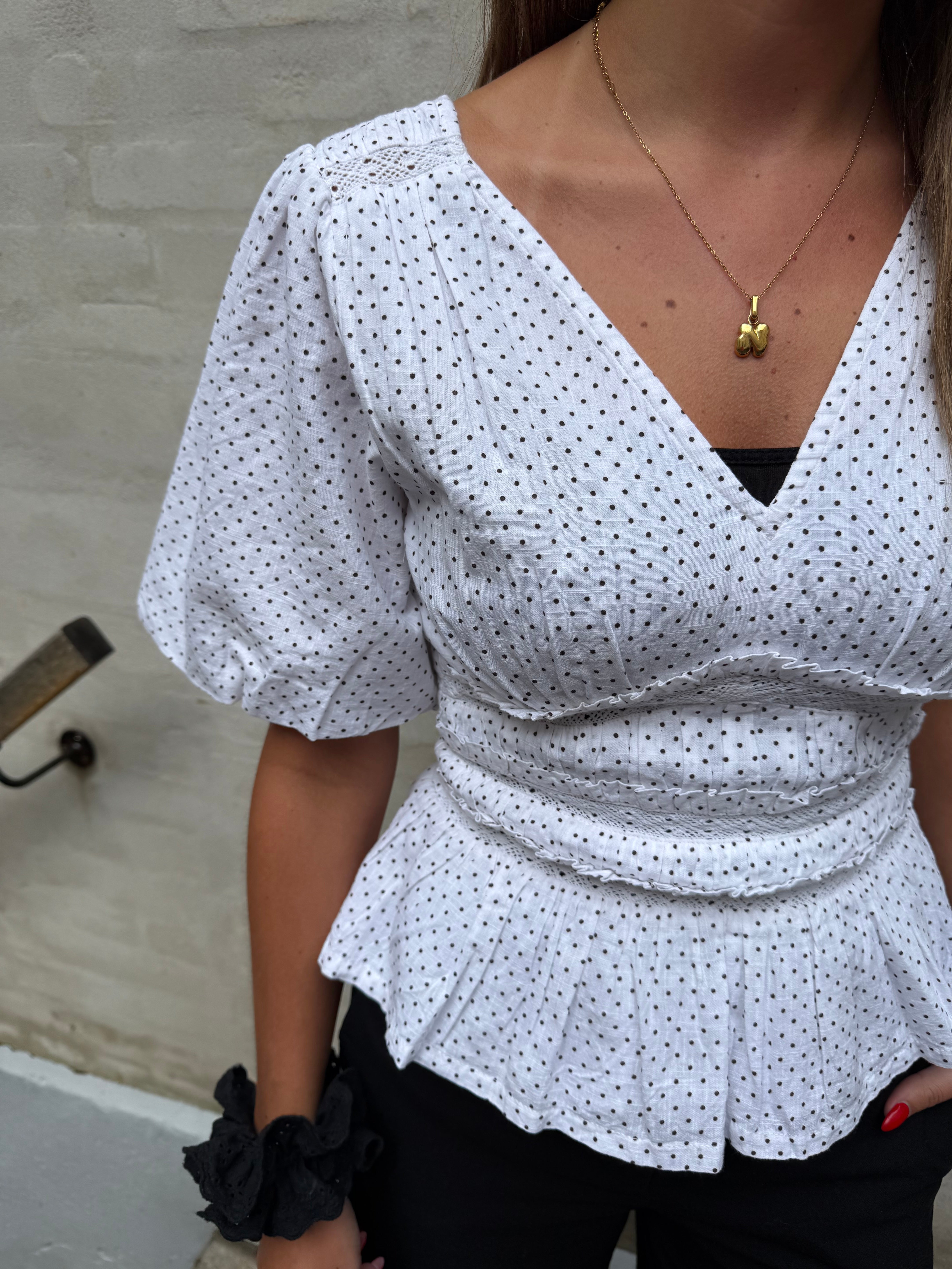 Sapura Mini Dot Blouse - White