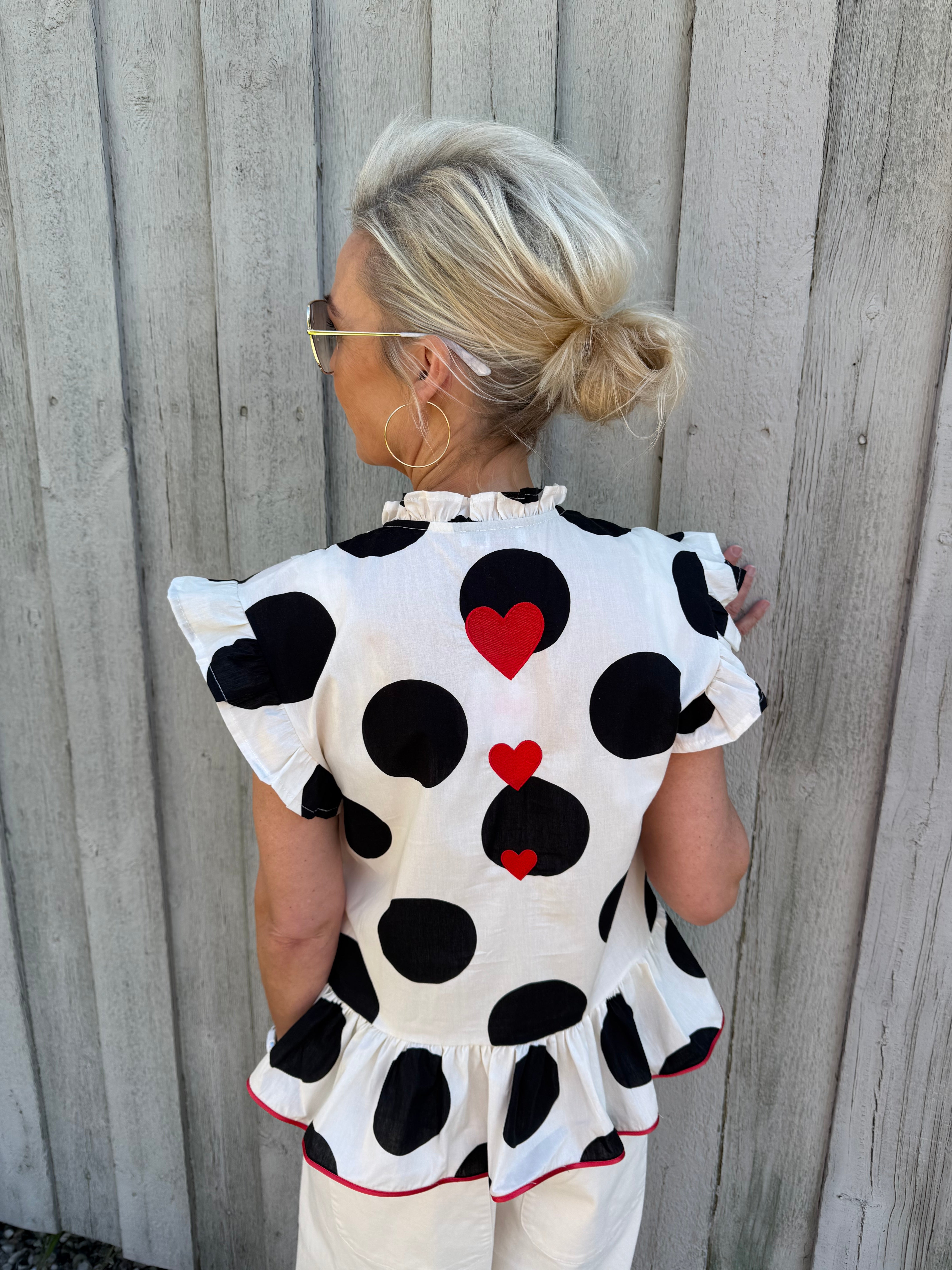 Ciamia Blouse - White/Black/Red