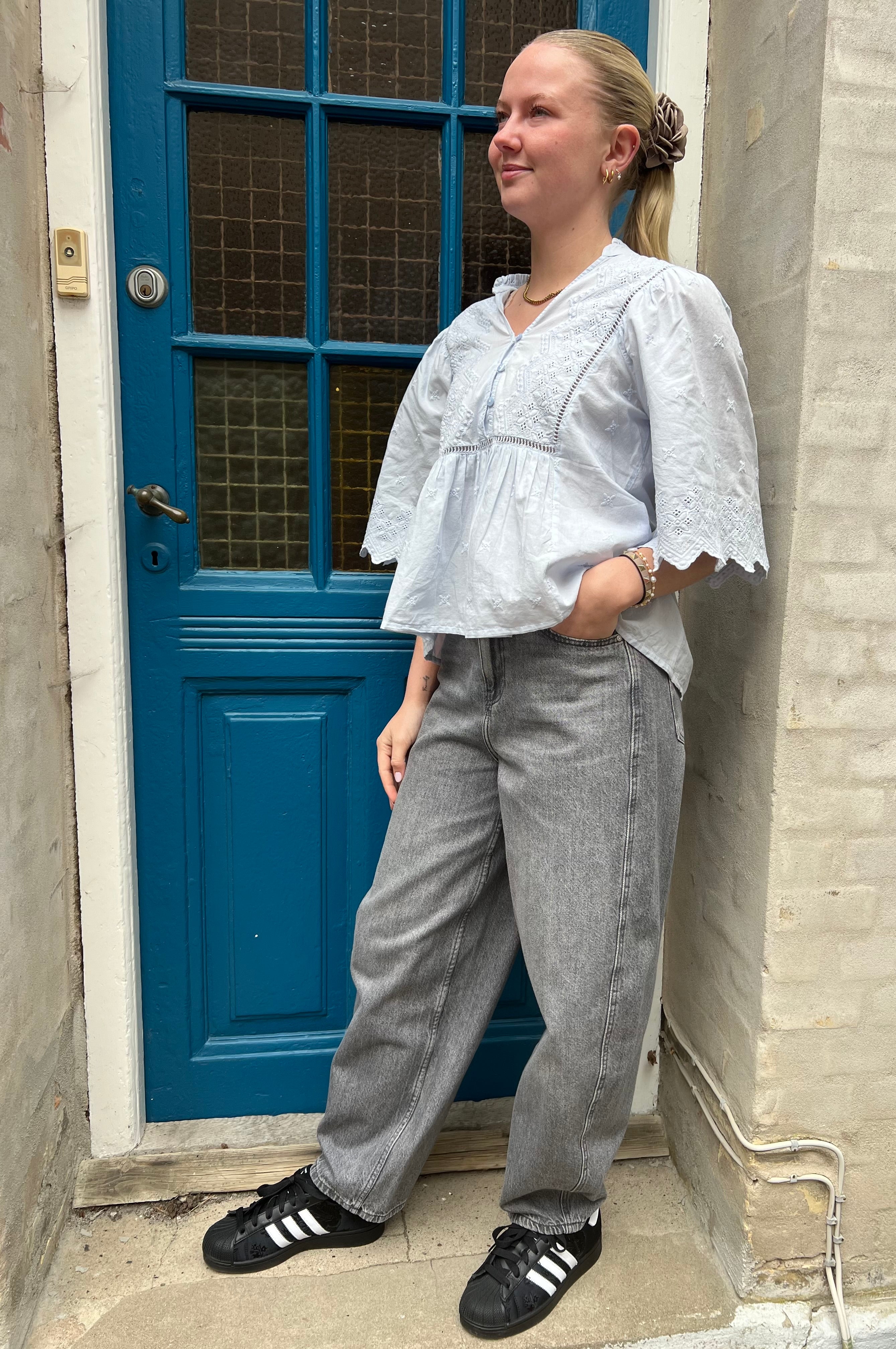 MAYA 2/4 EMBROIDERY TOP - Halogen Blue