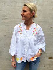 Lux skjorta m. Broderi - Vit