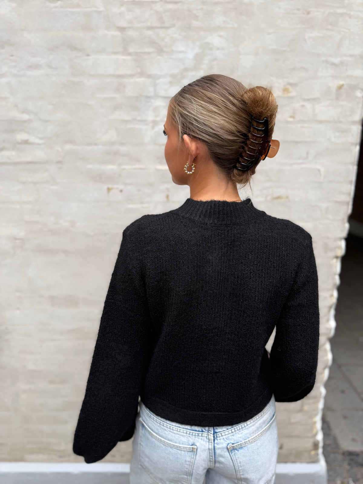 Gio Fluffy Knit Cardigan - Black