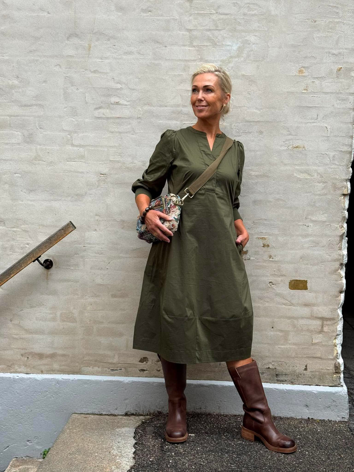 Antoinett 3/4 Sleeve Dress - Burnt Olive
