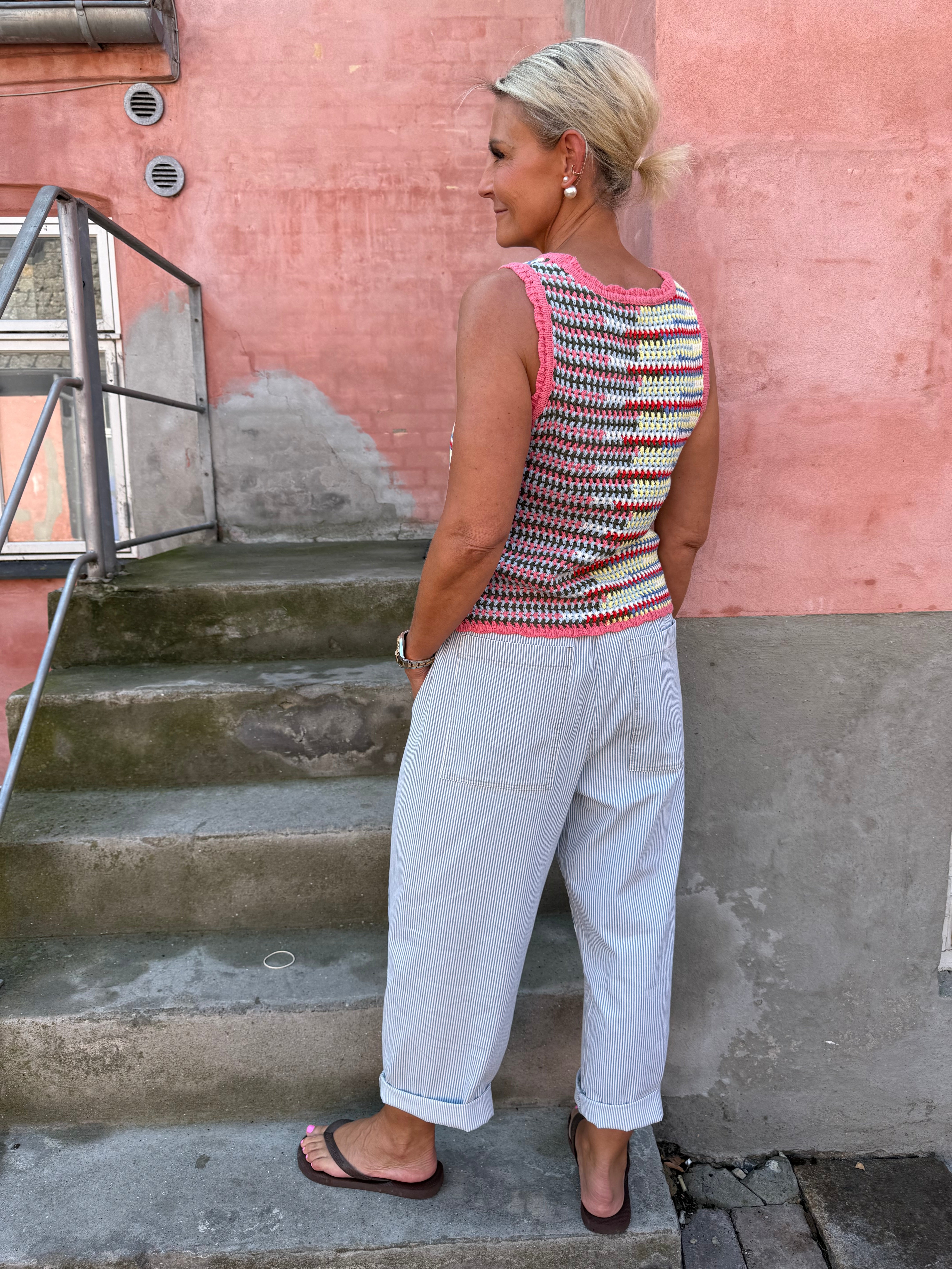 MISS S/L STICKAD TOPP - Begonia Pink Multi