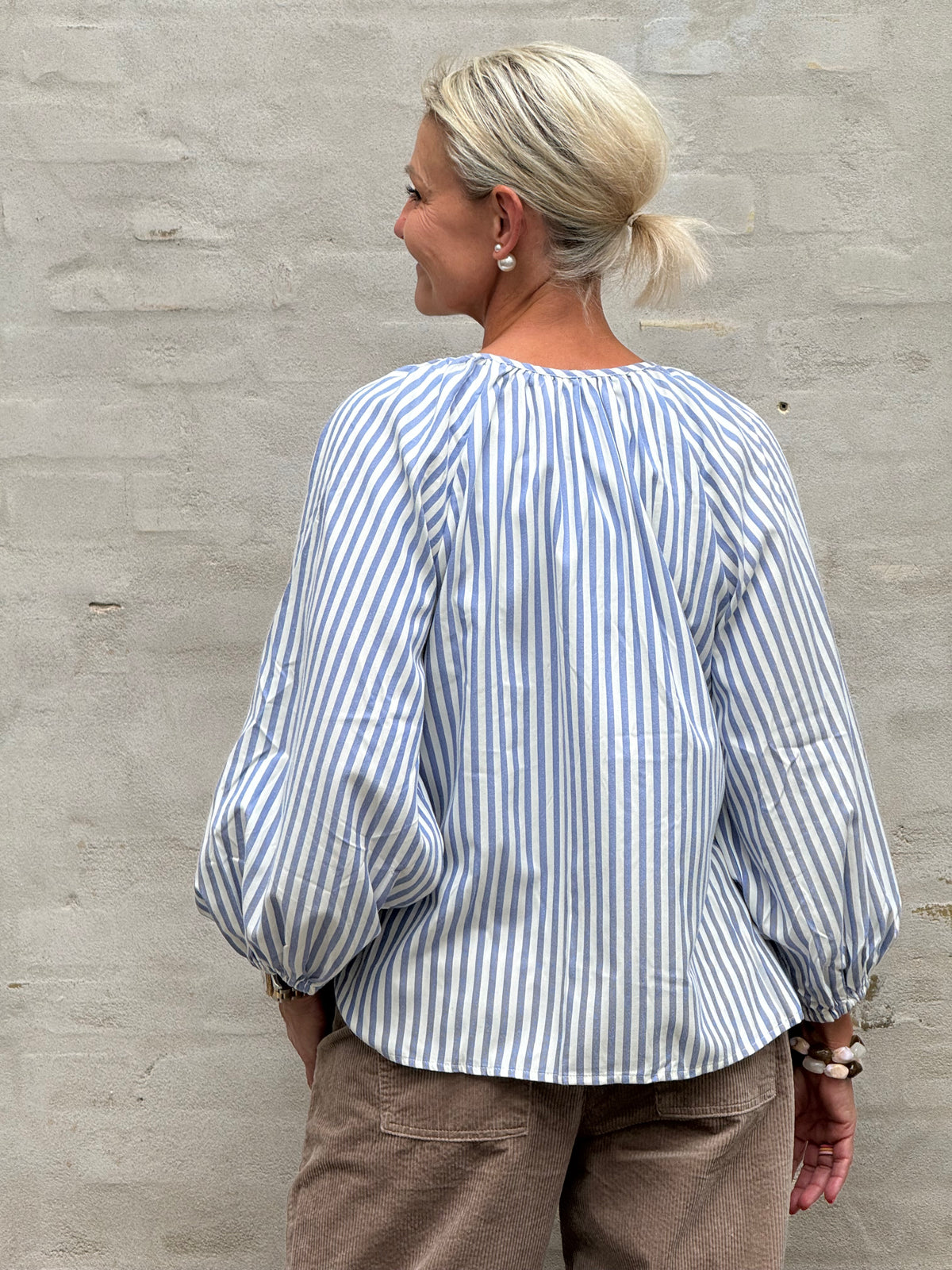 Boheme Shirt W/Embrodery & Stripes - Blue