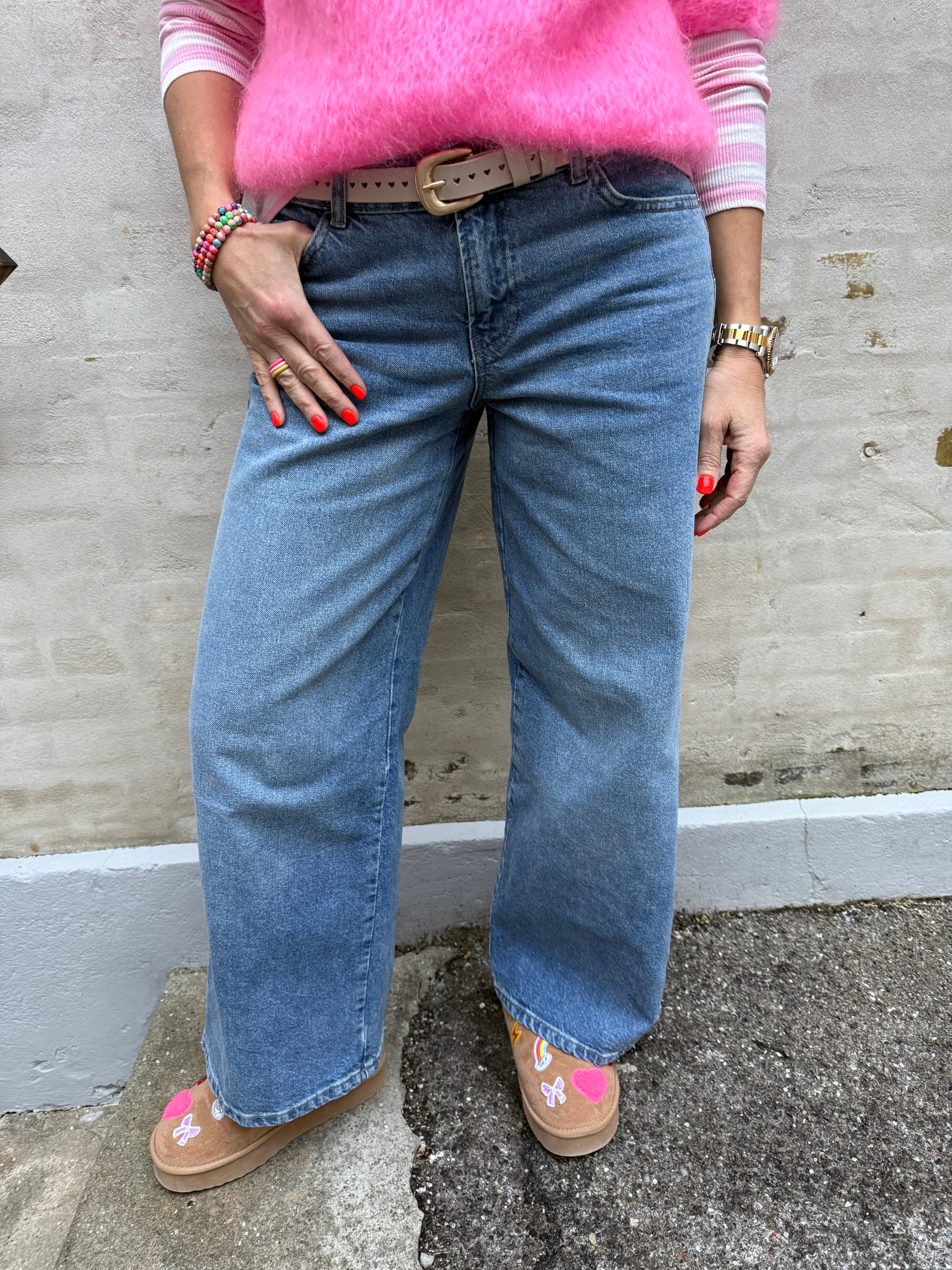 Selma vida jeans med låg midja - Medium Blue Denim