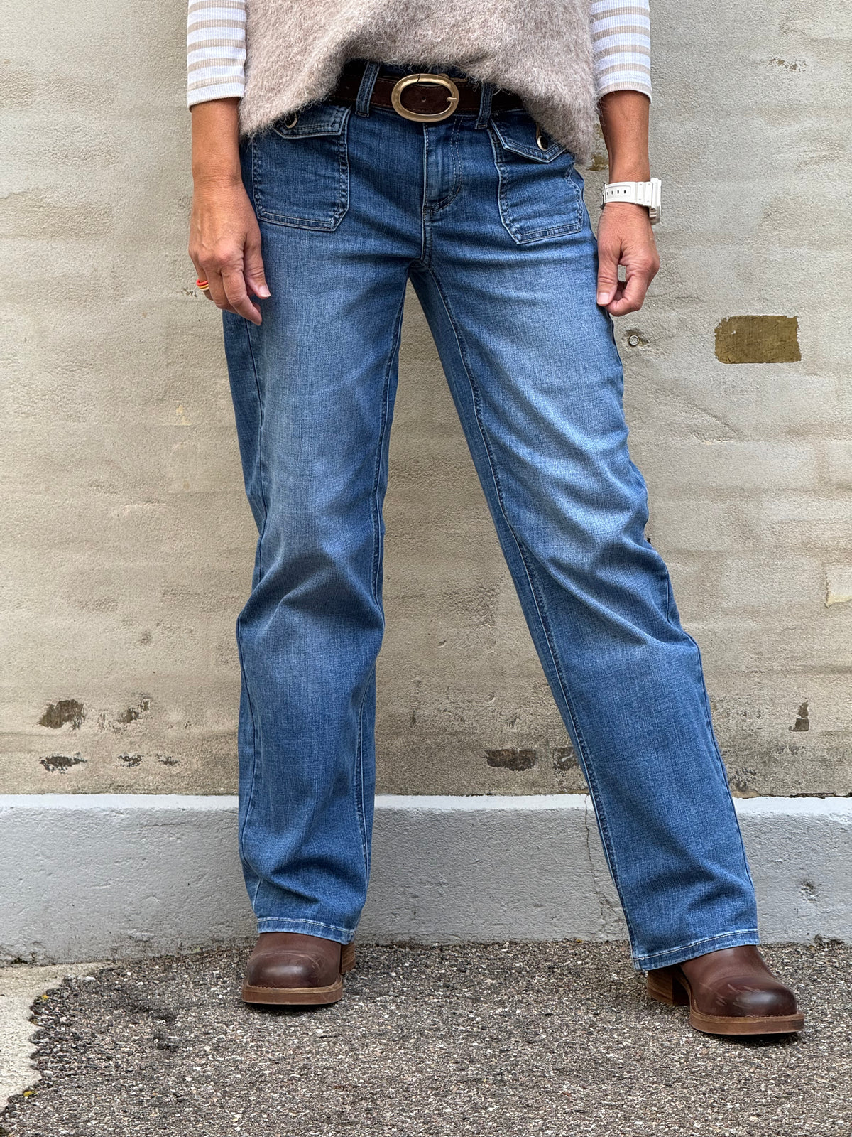 Amalia Straight Leg - Mid Blue Washed