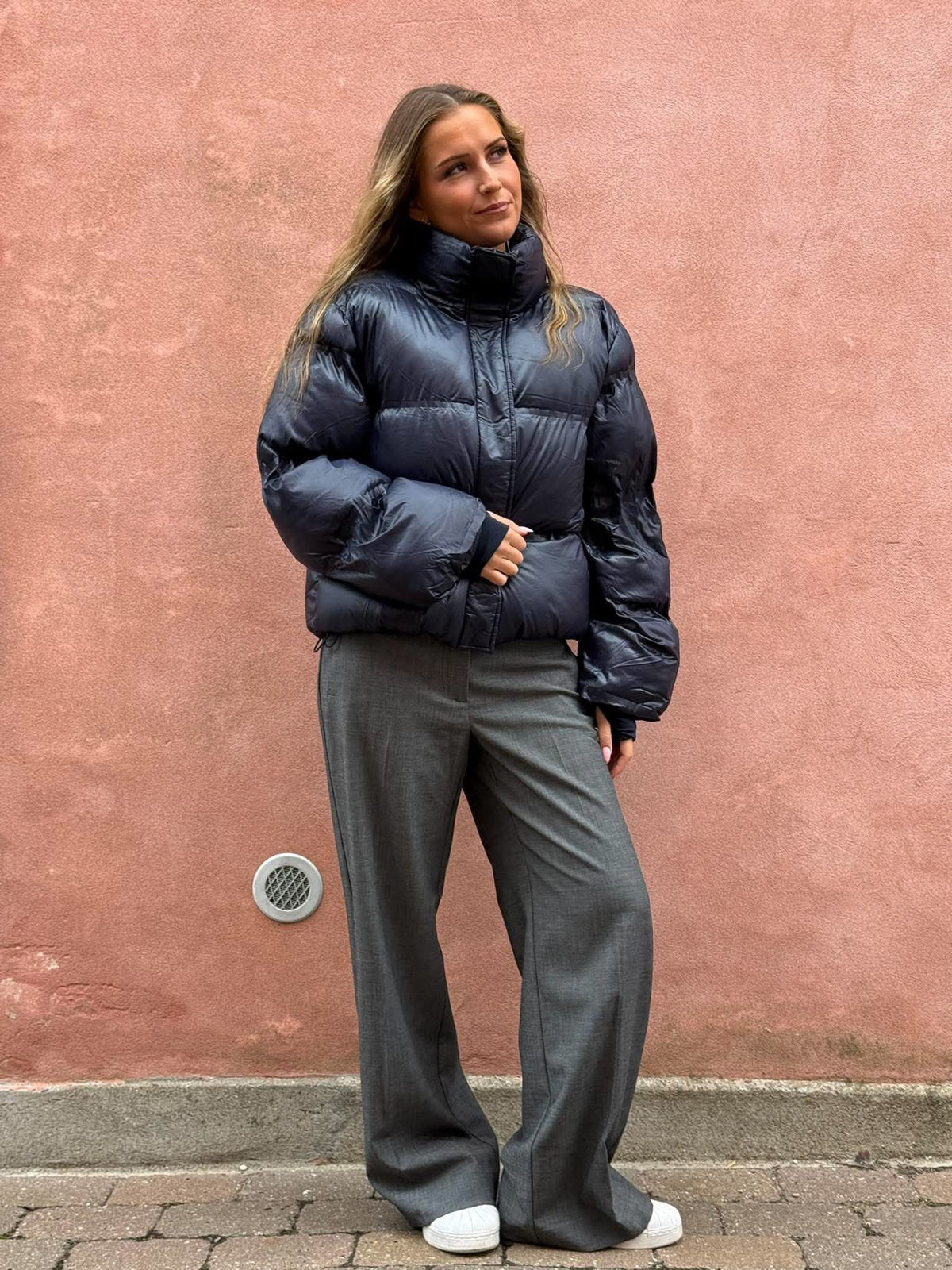 Rhea Shiny Puffer Jacket - Navy