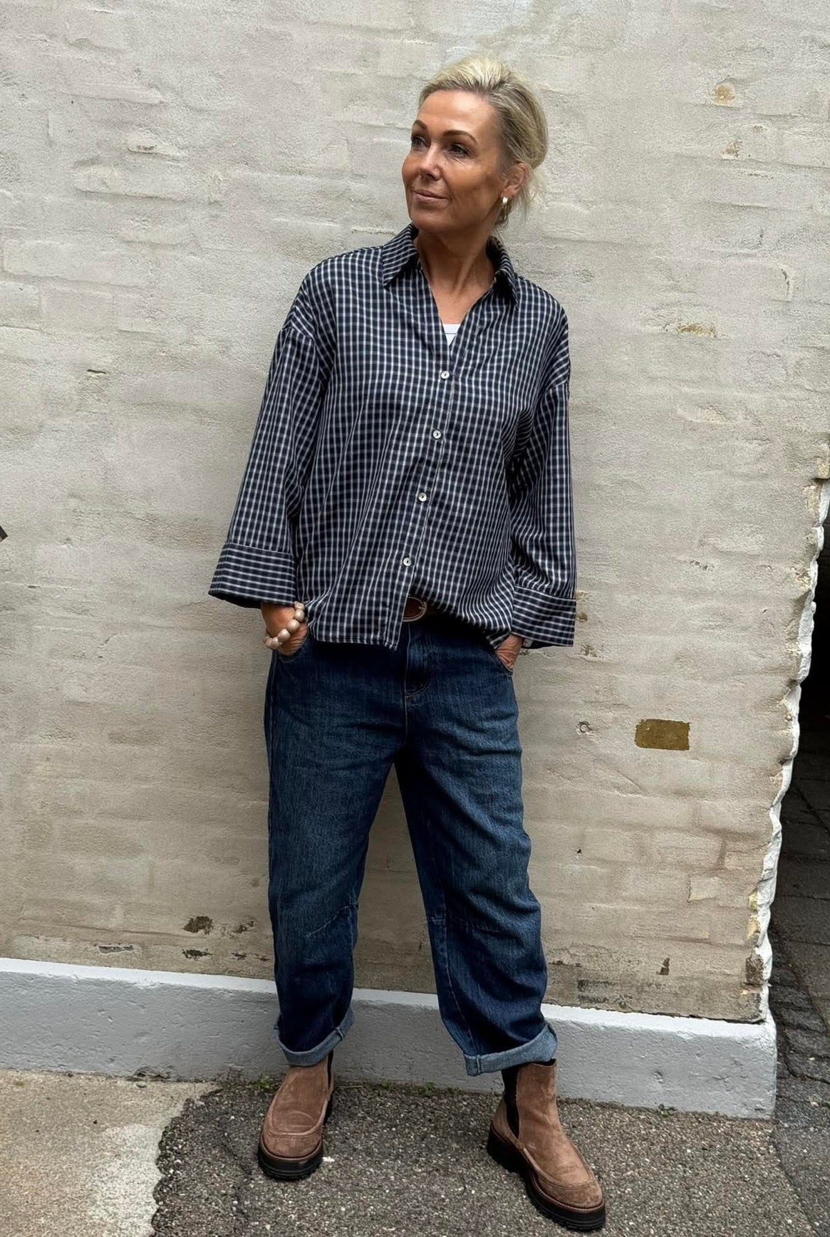 Amber Check - Navy Check